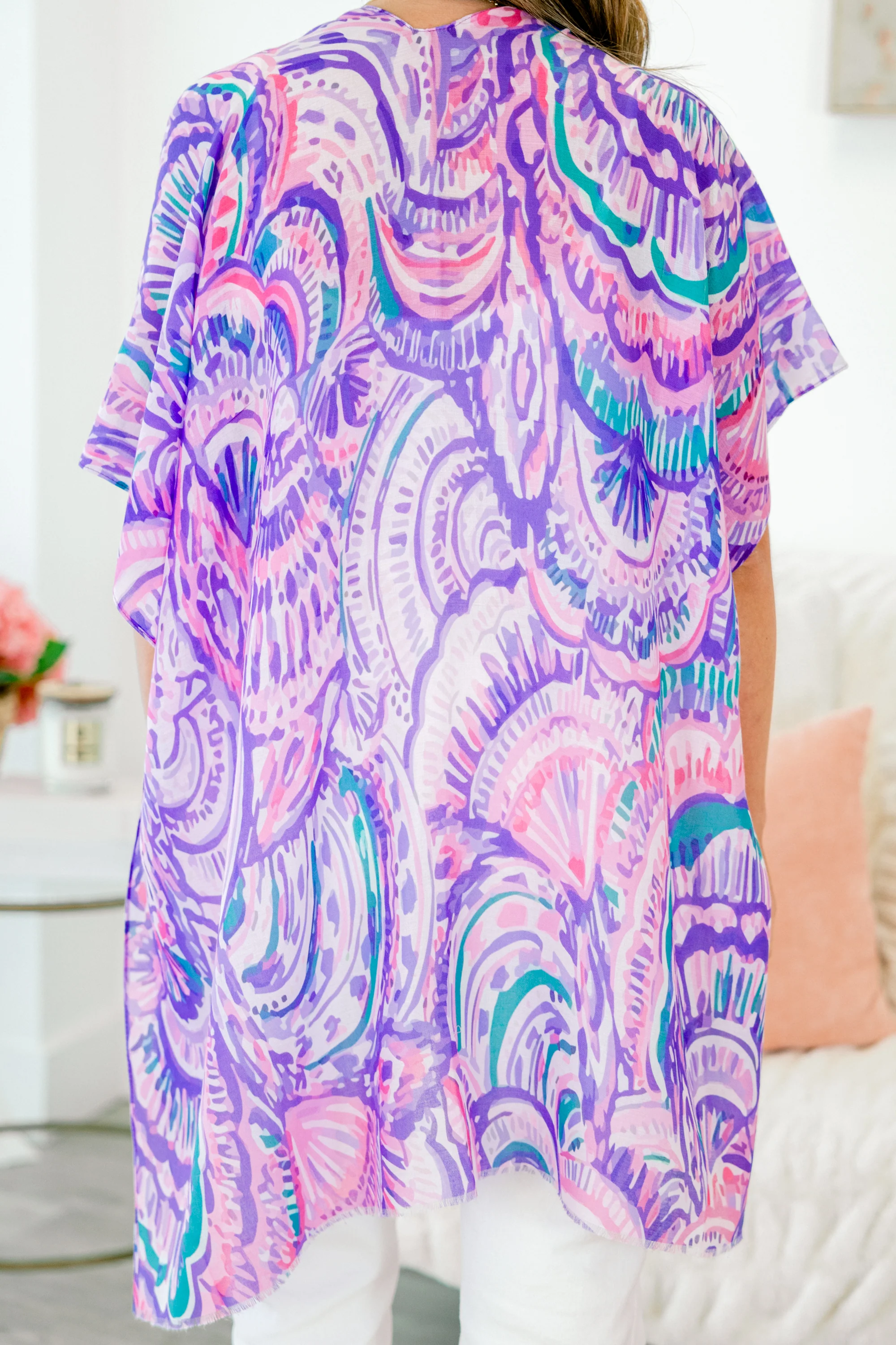 Watch And See Kimono, Pink-Blue - Giverhouse