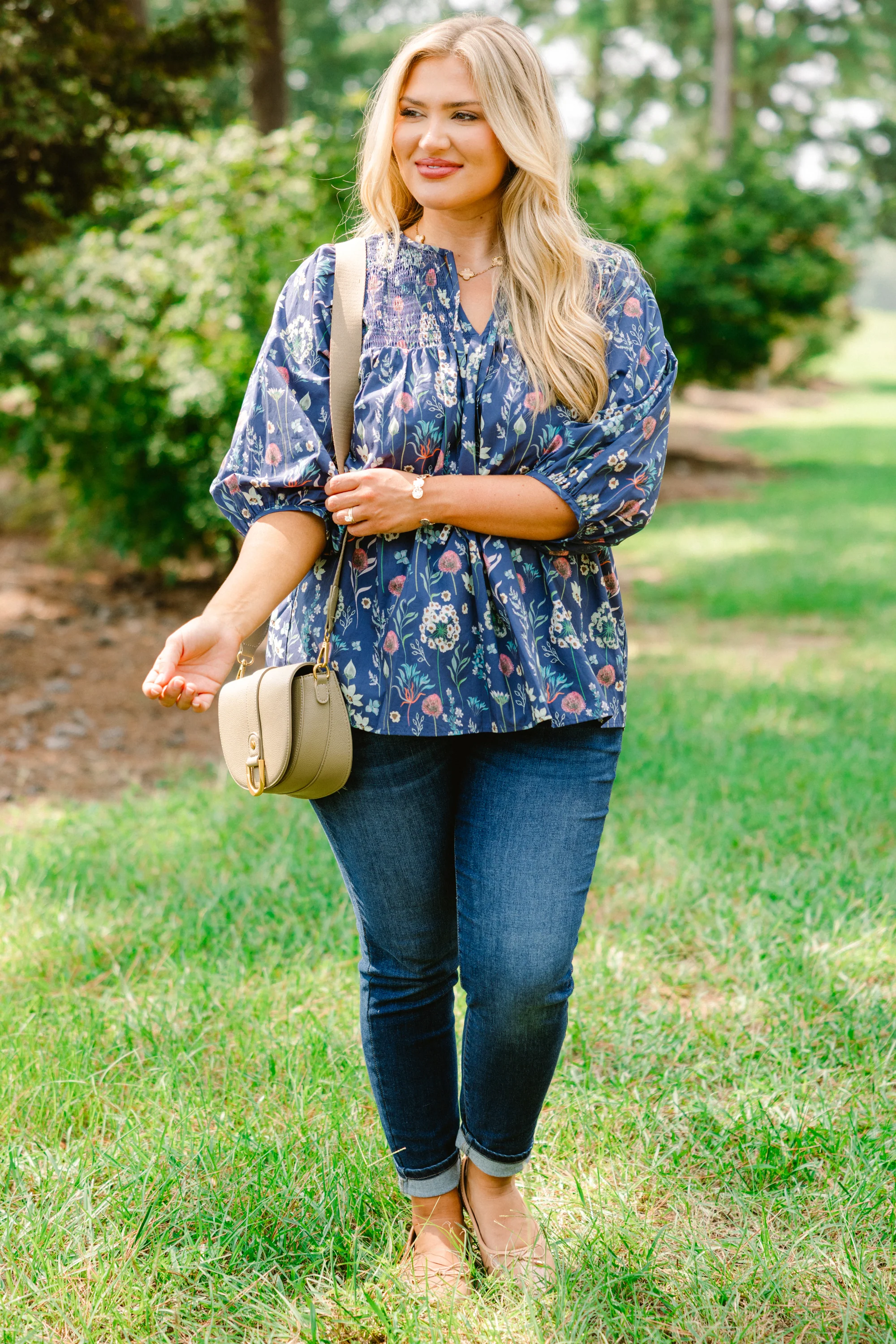 With The Flow Top, Dusty Blue - Giverhouse