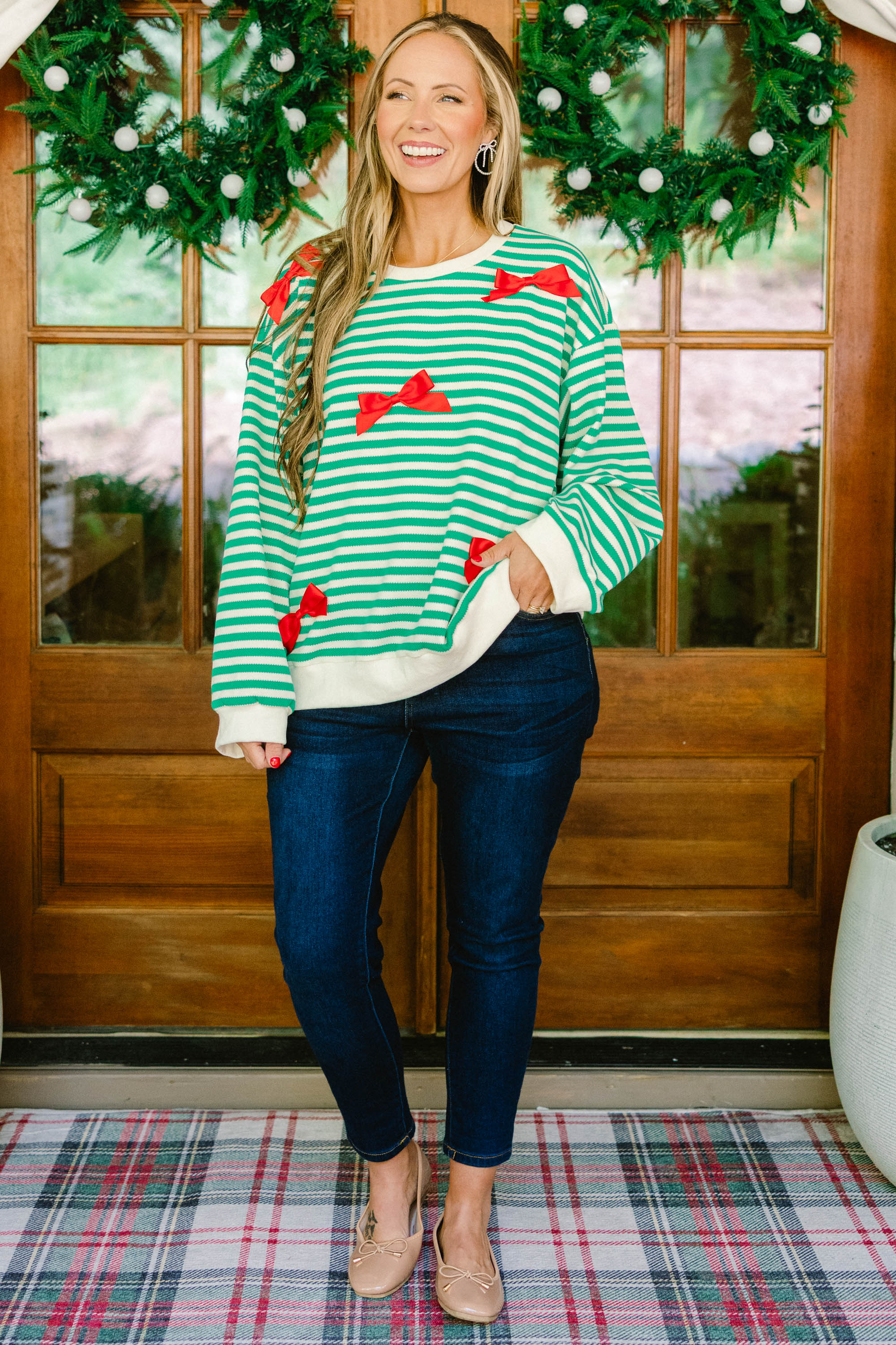 Bow-tiful Girl Pullover, Green - Giverhouse