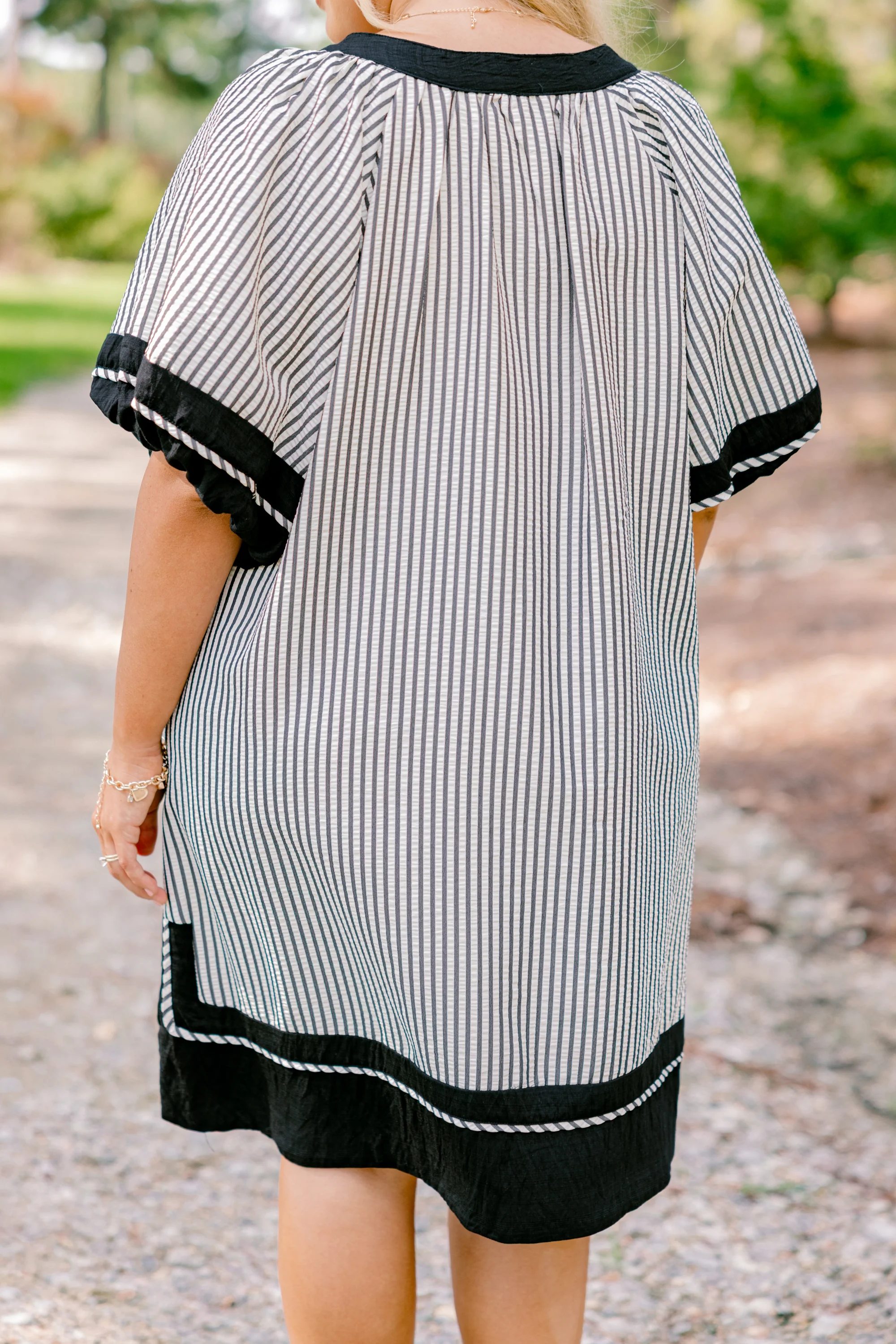 Keep Me Company Dress, Black Stripe - Giverhouse