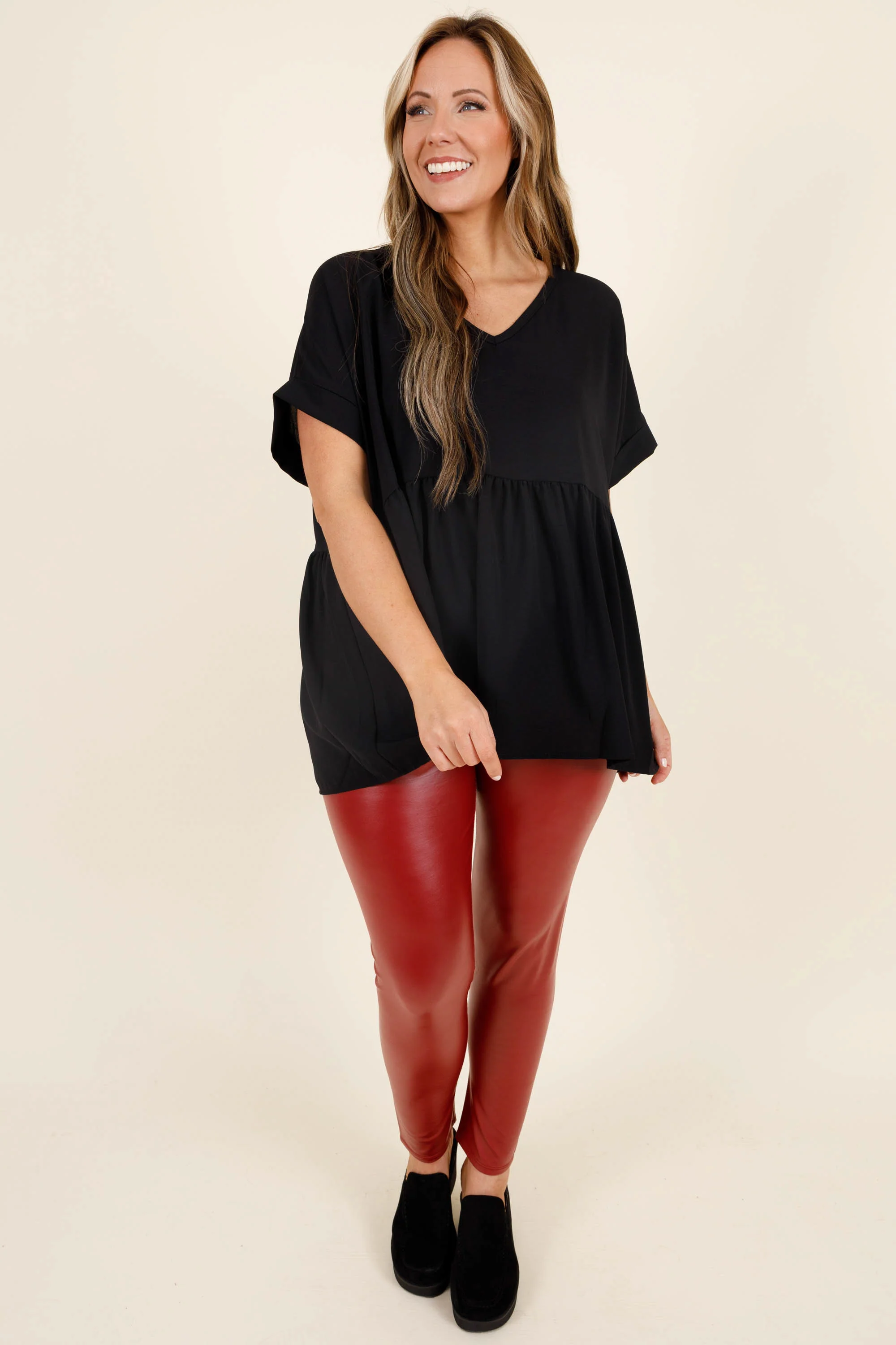 Wanna Dance All Night Leggings, Burgundy - Giverhouse