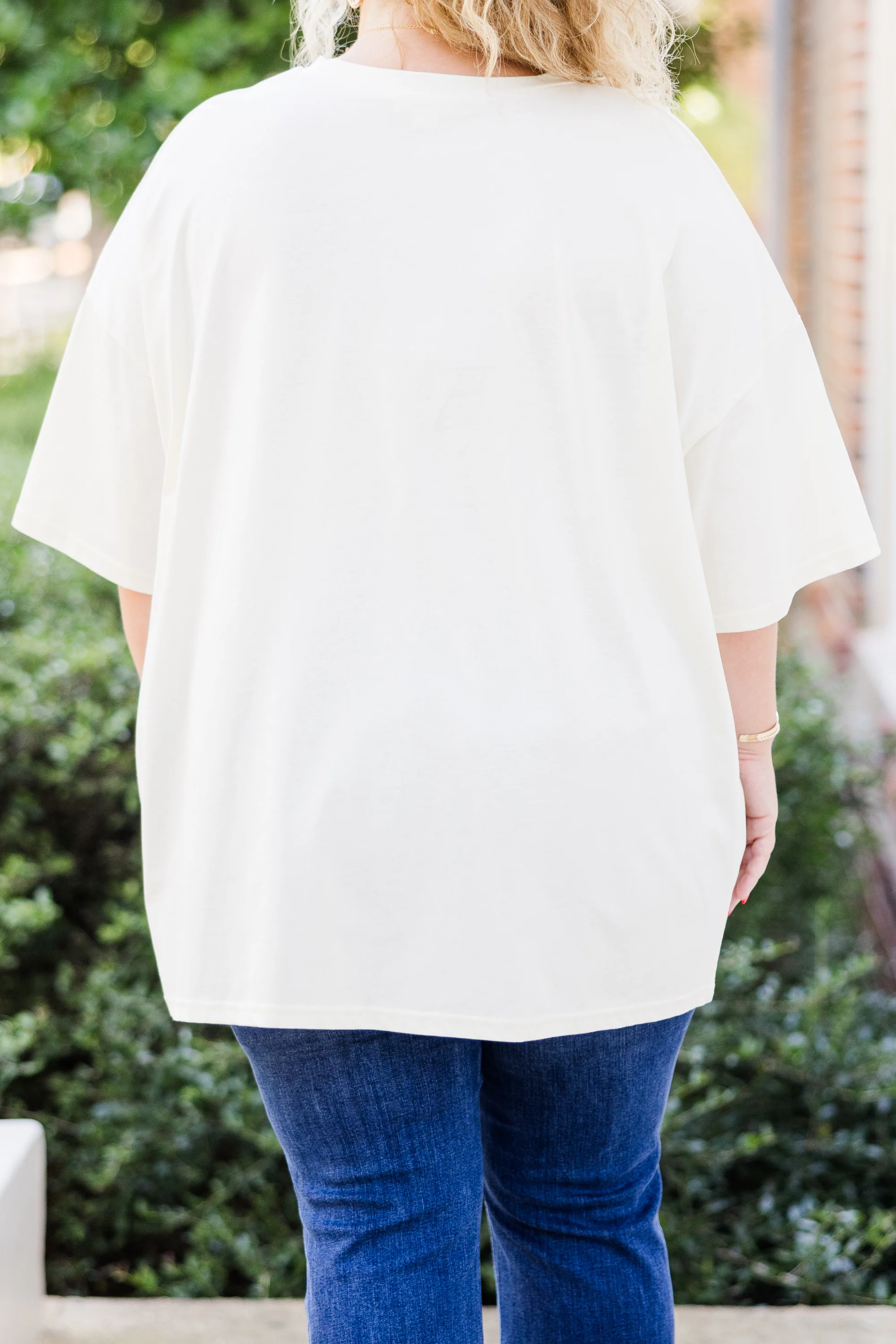 Footballs & Bows Boyfriend Tee, Ivory - Giverhouse