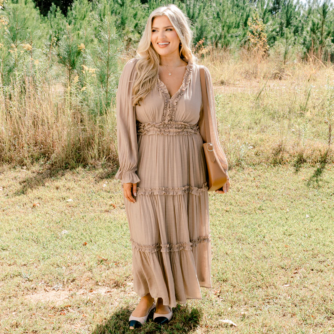 Vivid Palms Dress, Taupe - Giverhouse