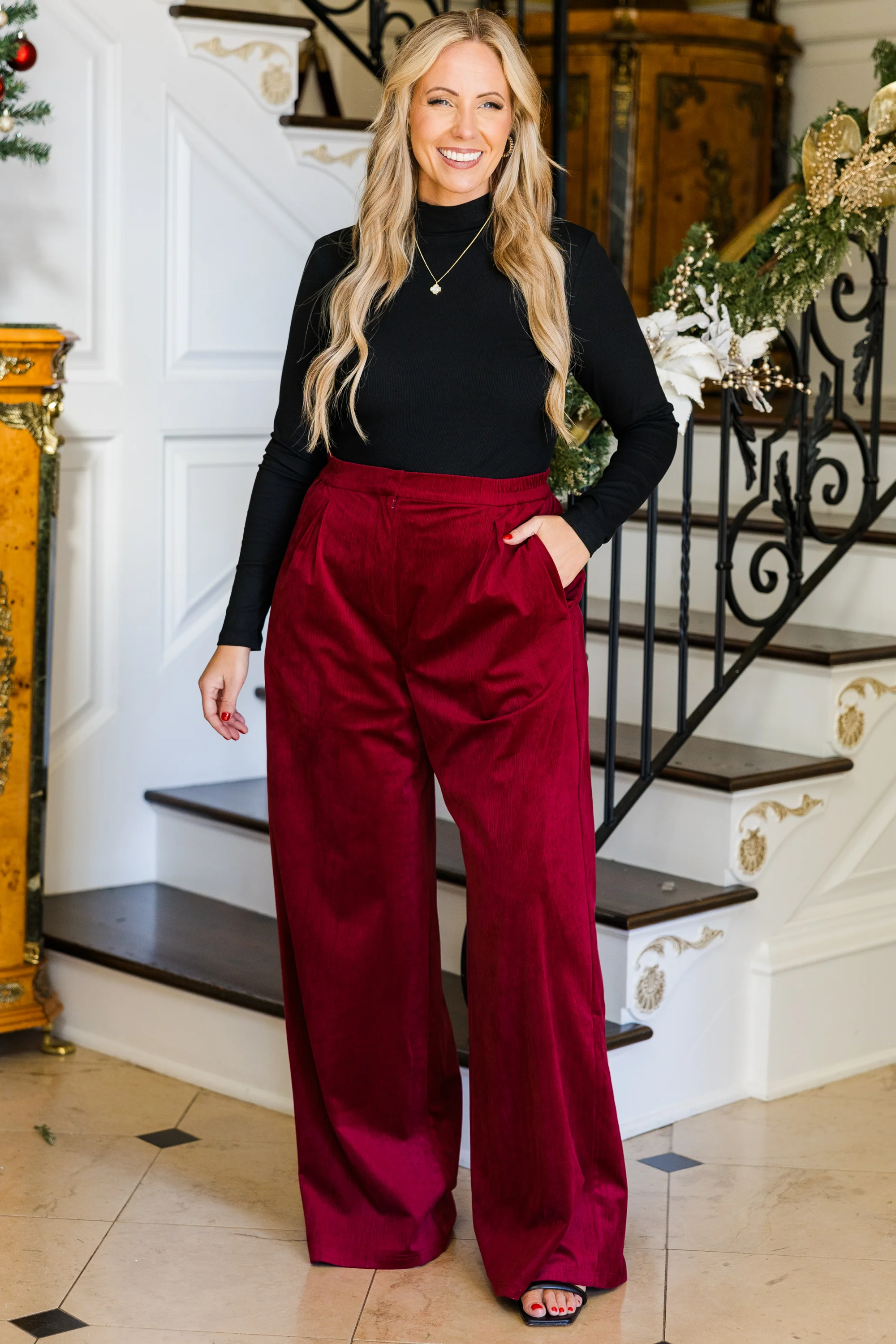 Under the Mistle-Glow Pants, Red - Giverhouse