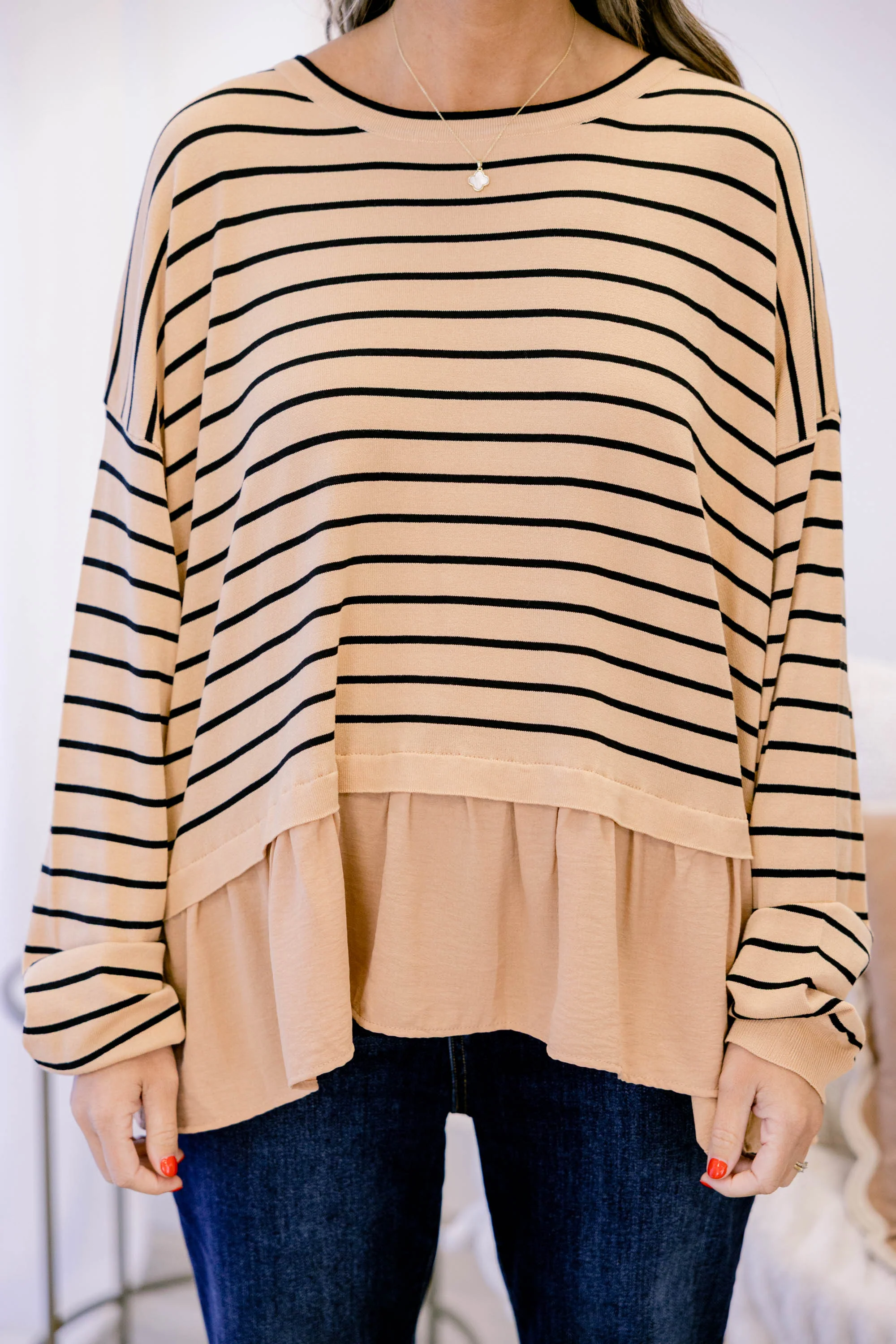 Hard At Work Top, Khaki - Giverhouse