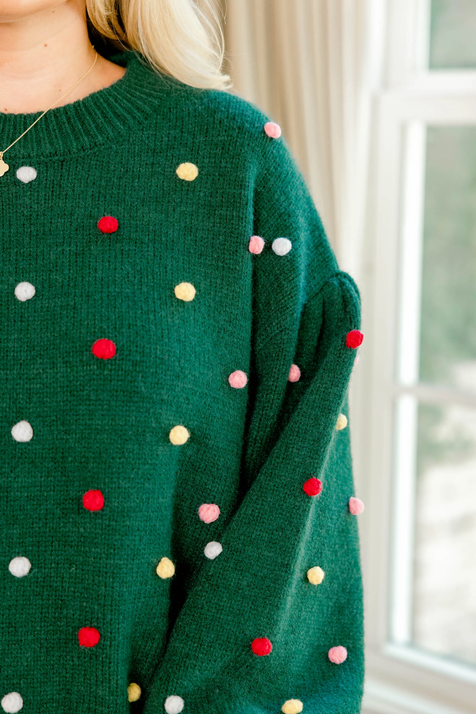 Spotted Charm Sweater, Green - Giverhouse