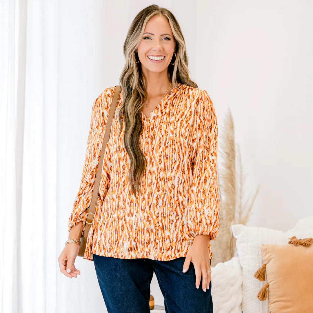Timeless Flow Top, Mustard Multi - Giverhouse