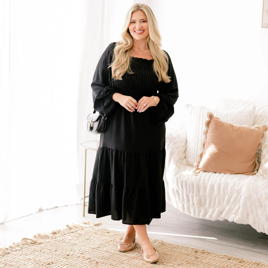 Checking All Of The Boxes Dress, Black - Giverhouse