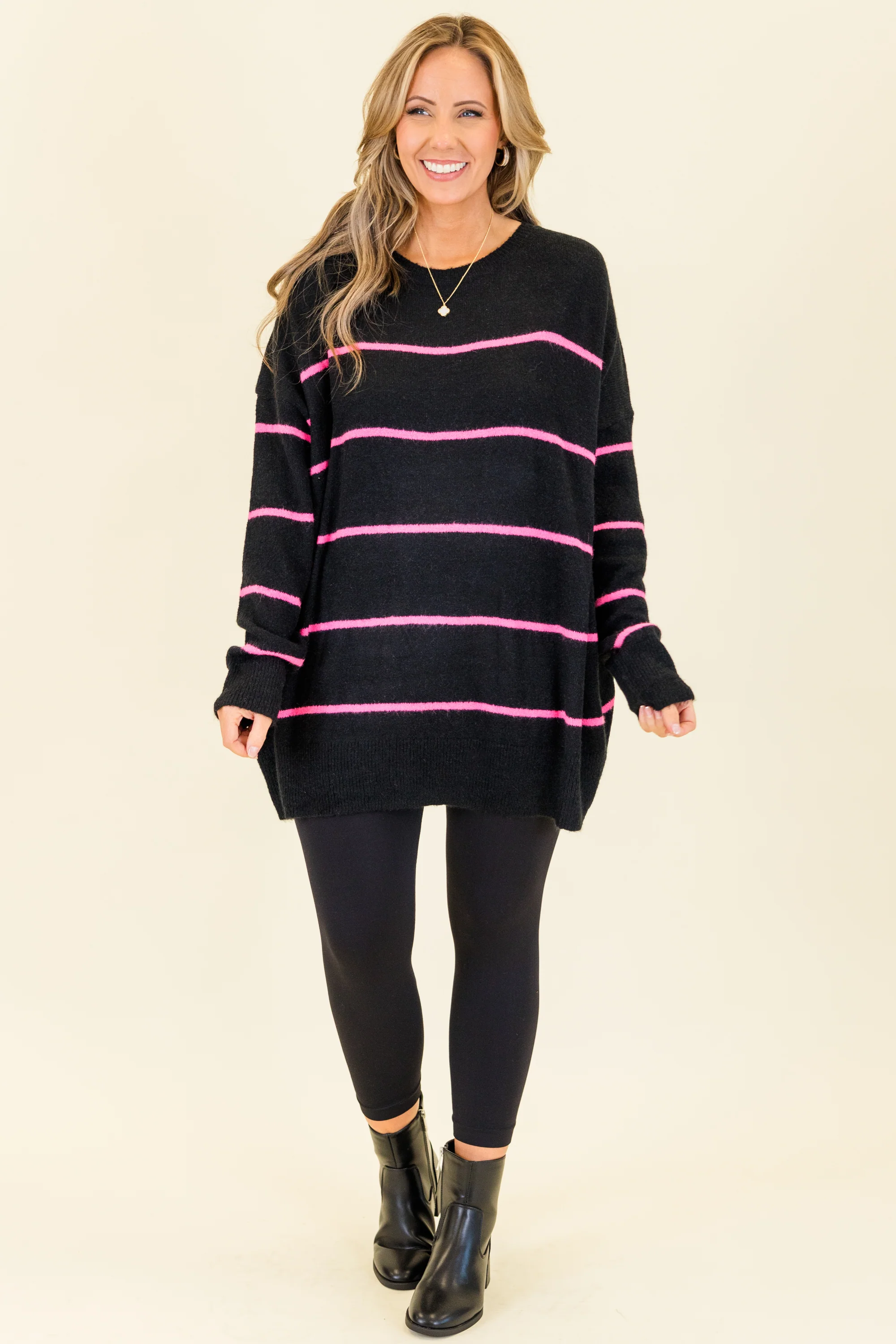 Slumber Party Sweater, Black-Pink - Giverhouse