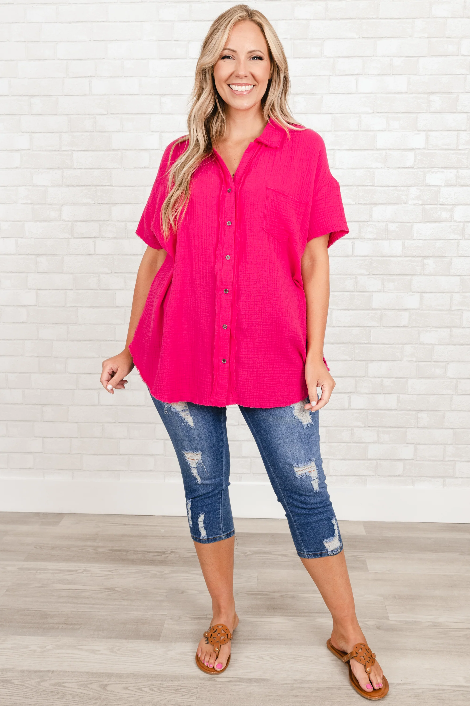 Been Here all Day Capris, Mid Blue - Giverhouse