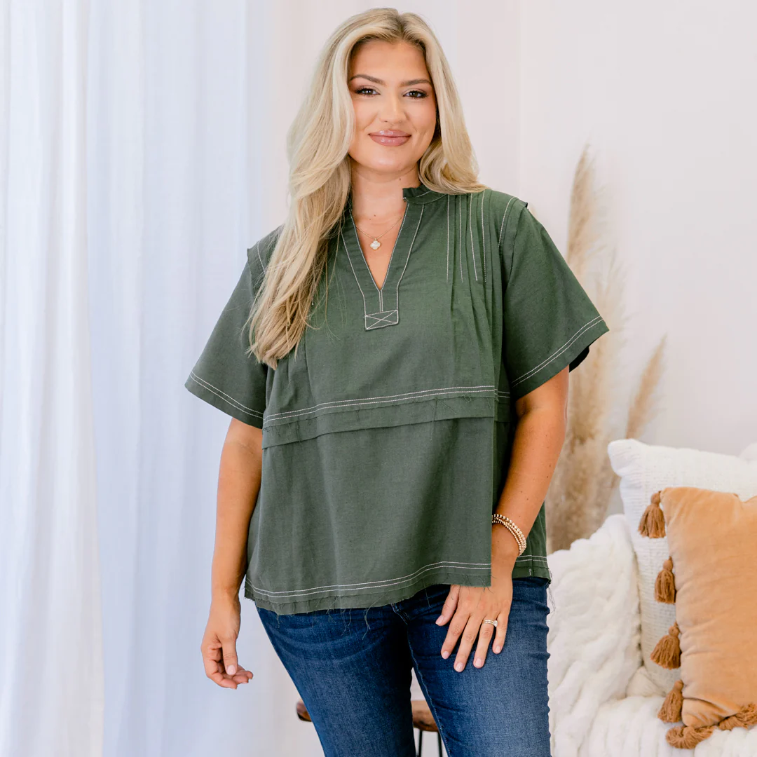 Countryside Trip Top, Green - Giverhouse