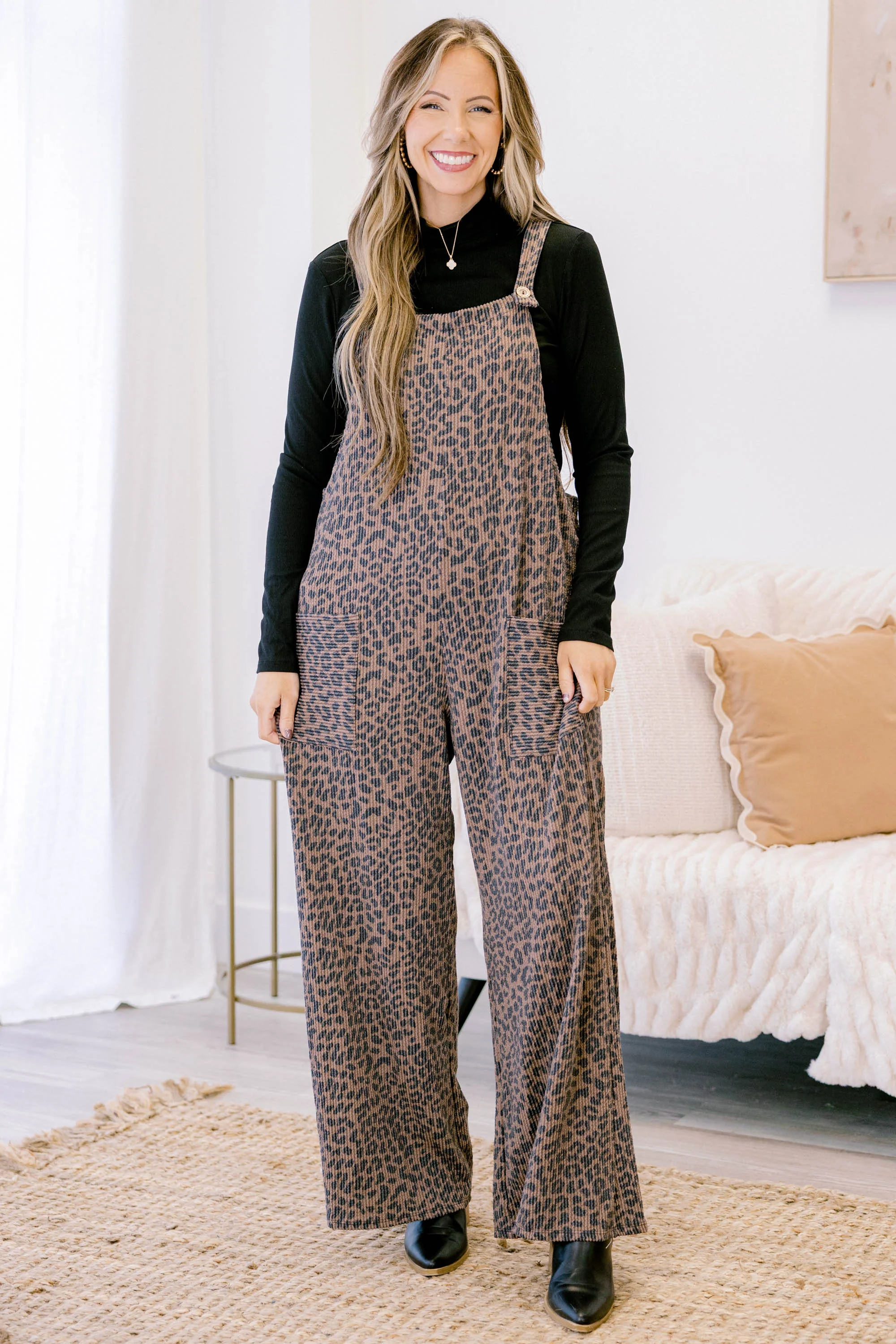 Decisions To Make Jumpsuit, Brown Leopard - Giverhouse