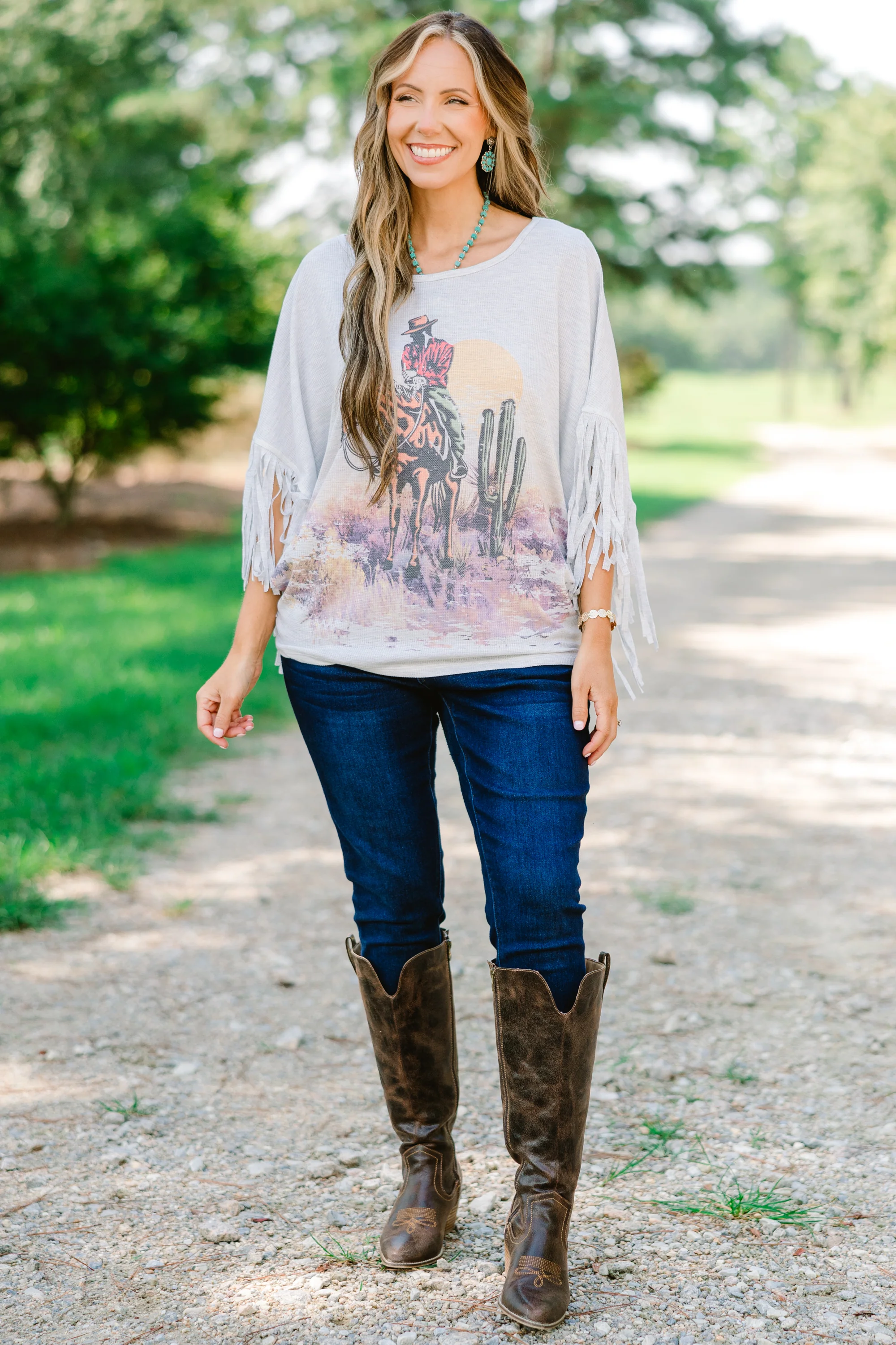 The Wild West Top, Heather Gray - Giverhouse