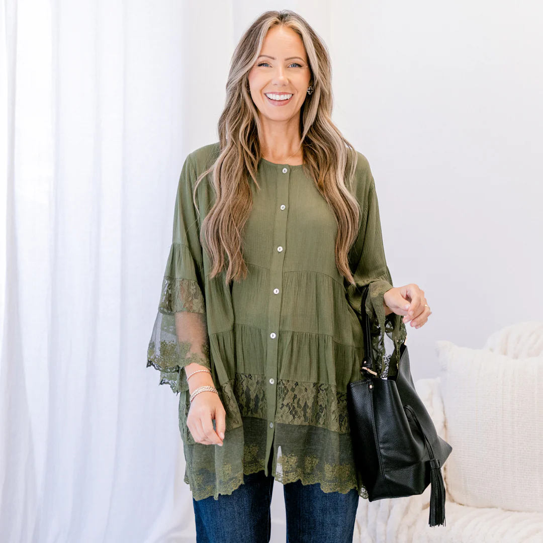 Don't Fail Me Now Blouse, Olive - Giverhouse