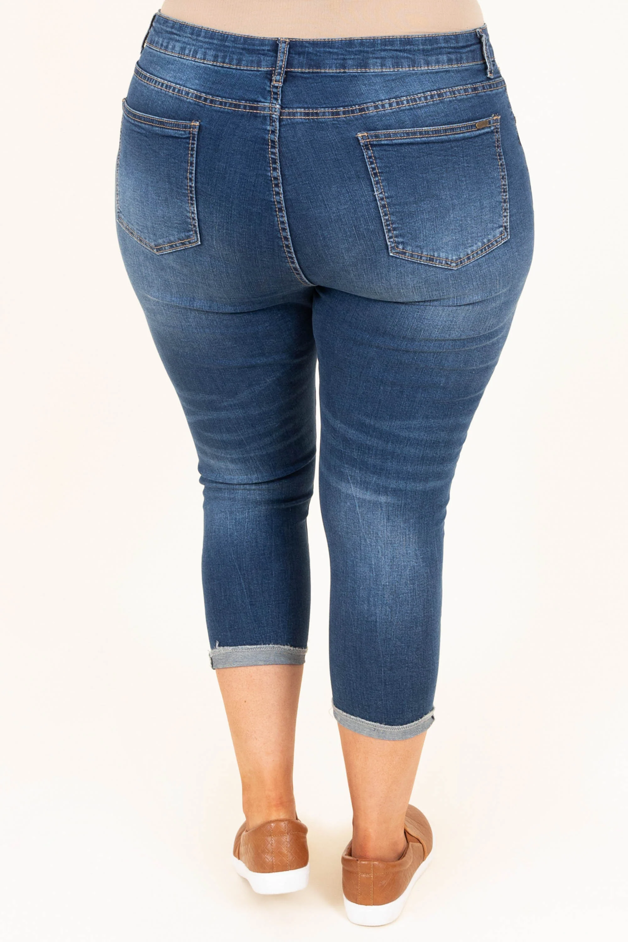 Put It To The Test Capris, Dark Wash - Giverhouse