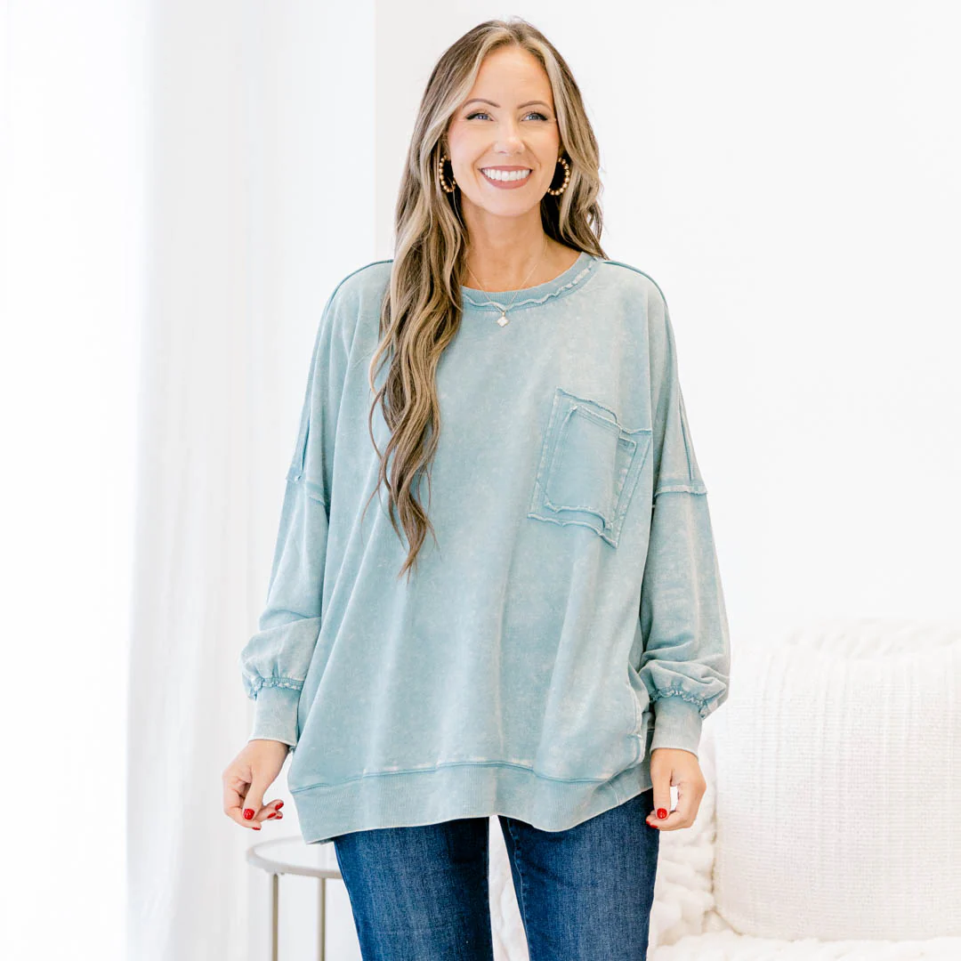 Here With Open Arms Pullover, Ash Blue - Giverhouse