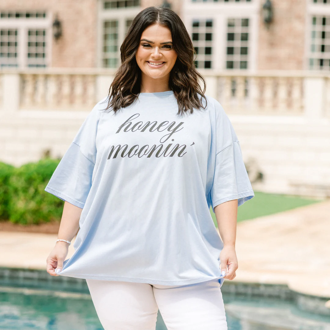 Honey Moonin' Boyfriend Tee, Ash Blue - Giverhouse