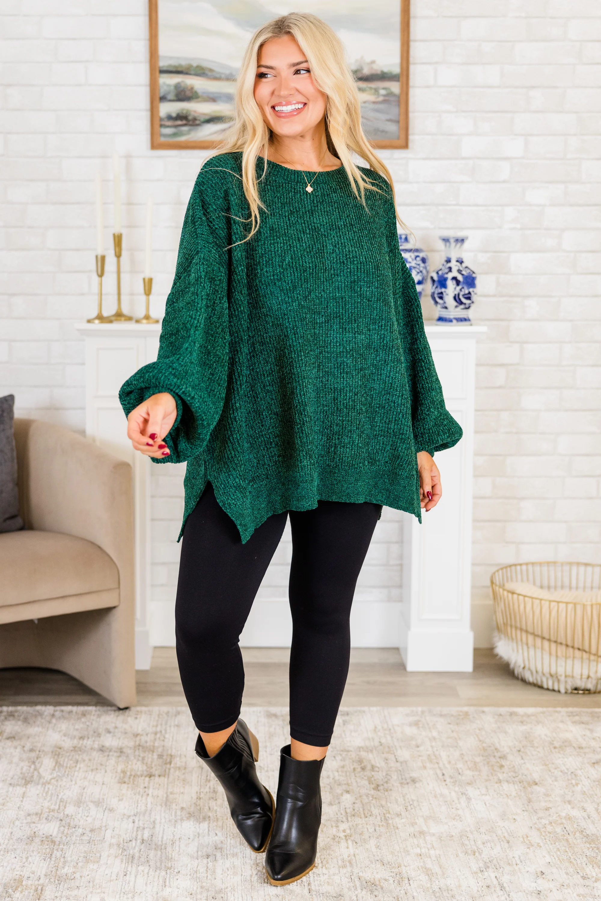 Simple But Sweet Sweater, Hunter - Giverhouse