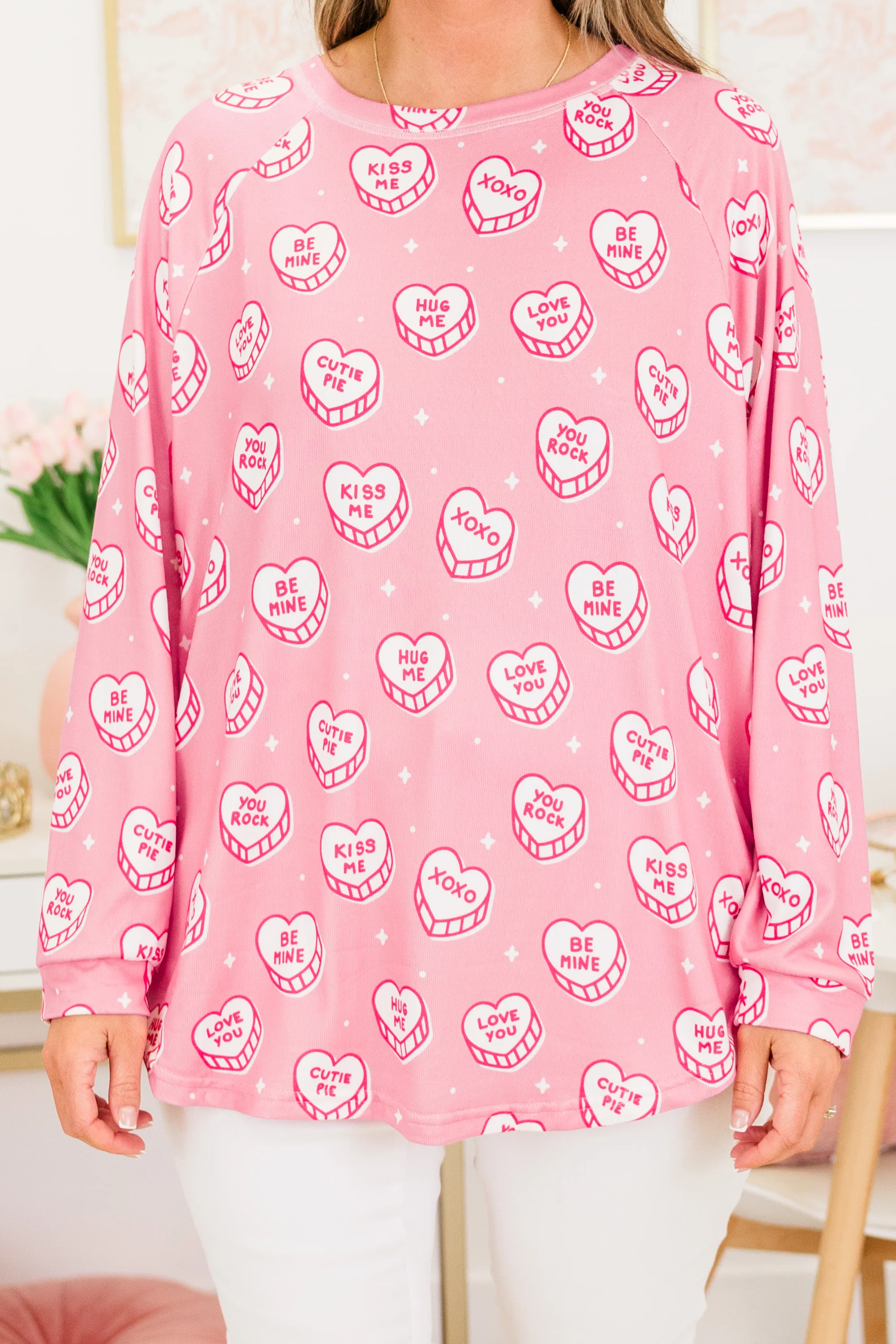 Curved Hem Slouchy Dolman Tunic, Cutie Pie Kisses - Giverhouse