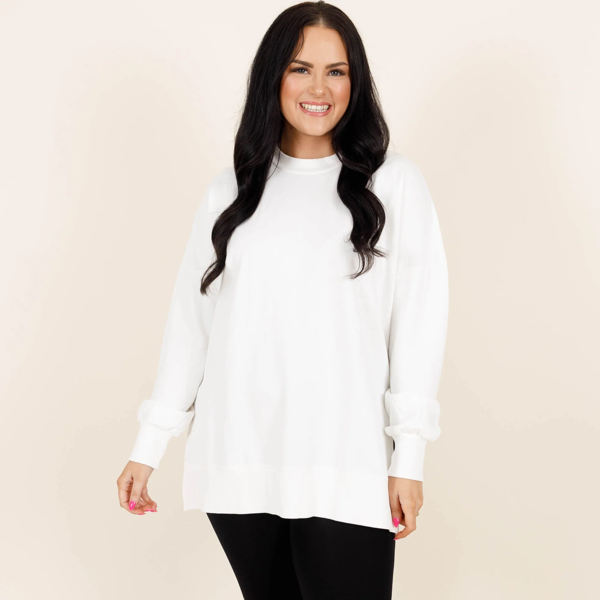 Cozy Crewneck Pullover, White - Giverhouse