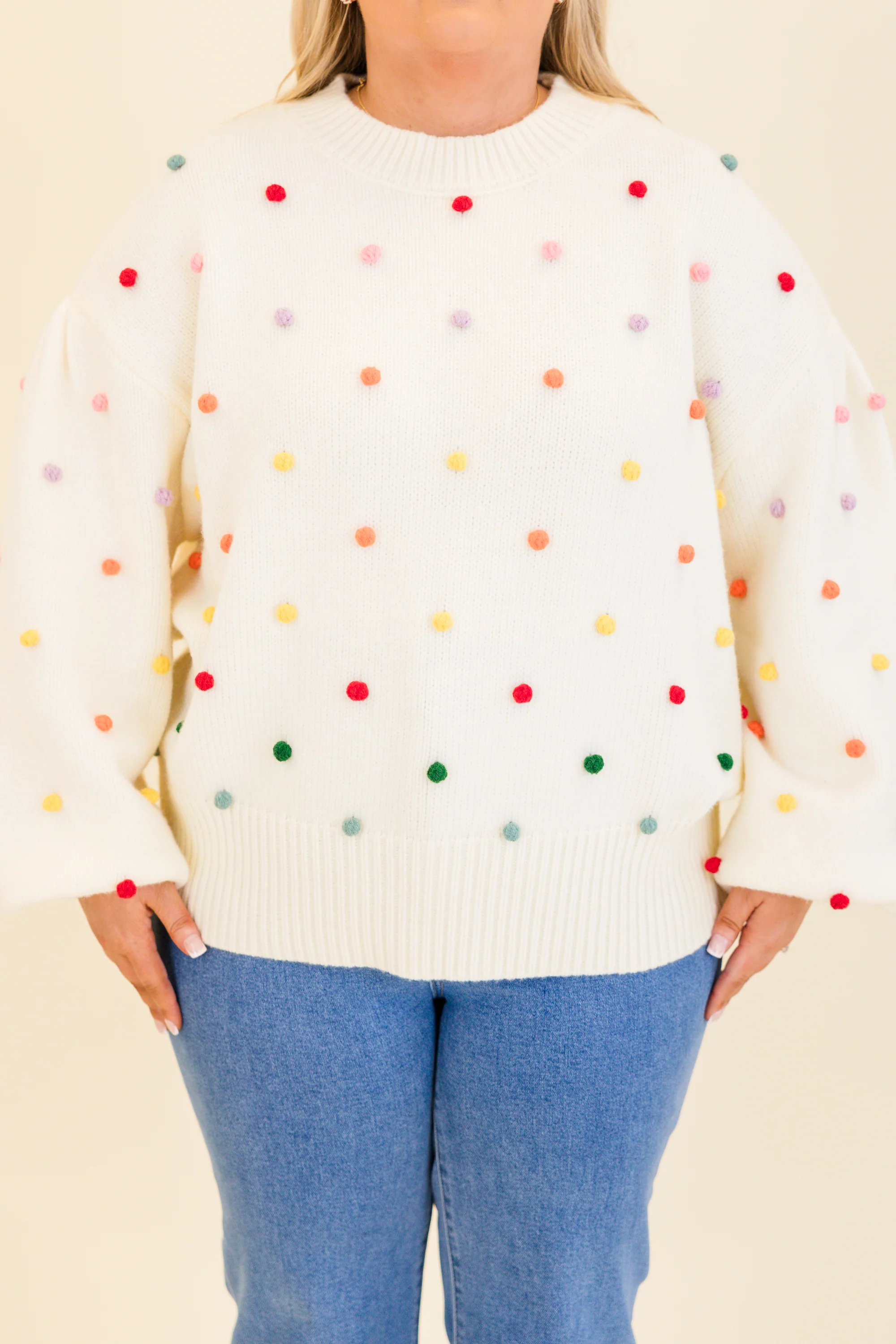 Spotted Charm Sweater, Cream - Giverhouse