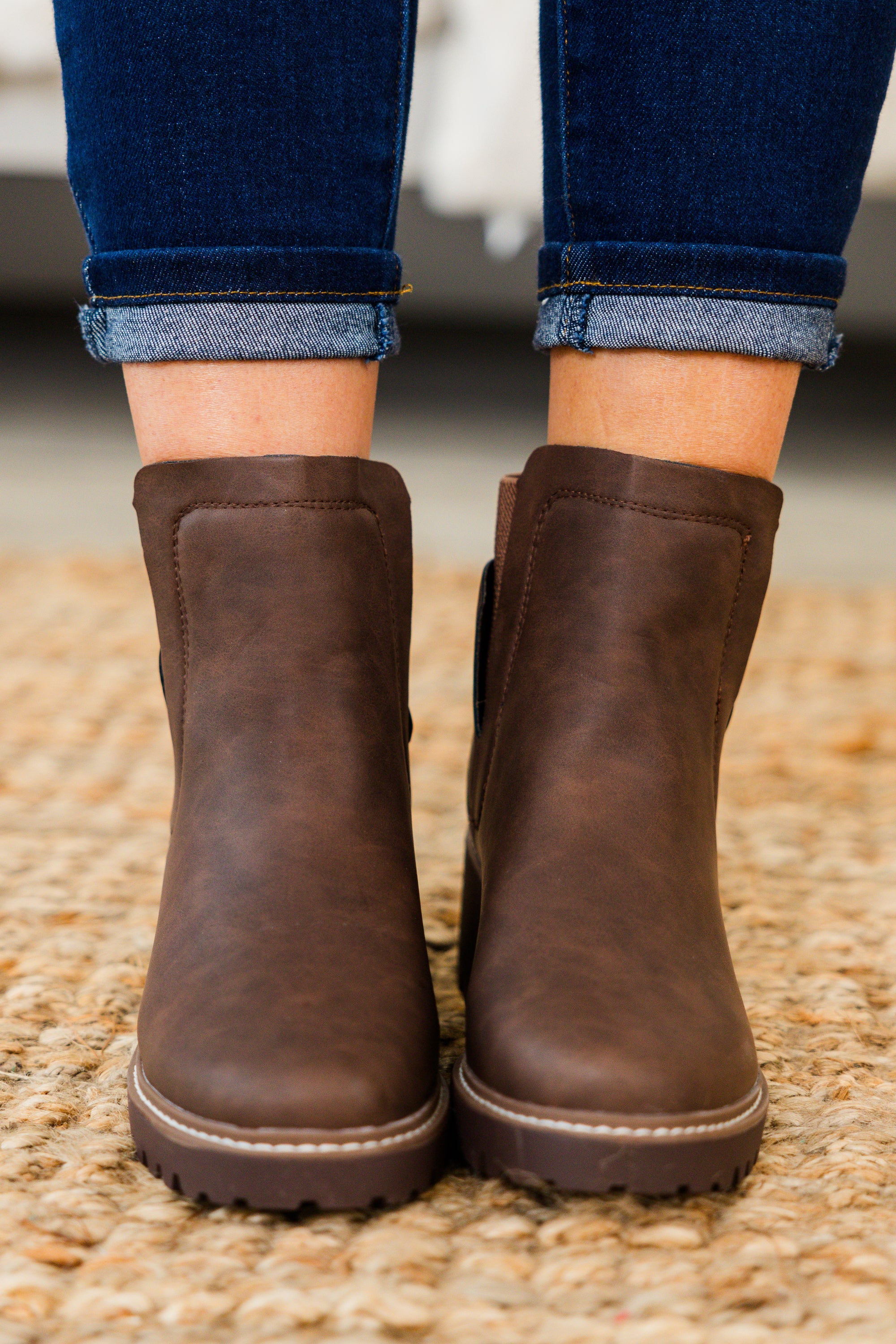 Sleek Street Booties, Brown - Giverhouse
