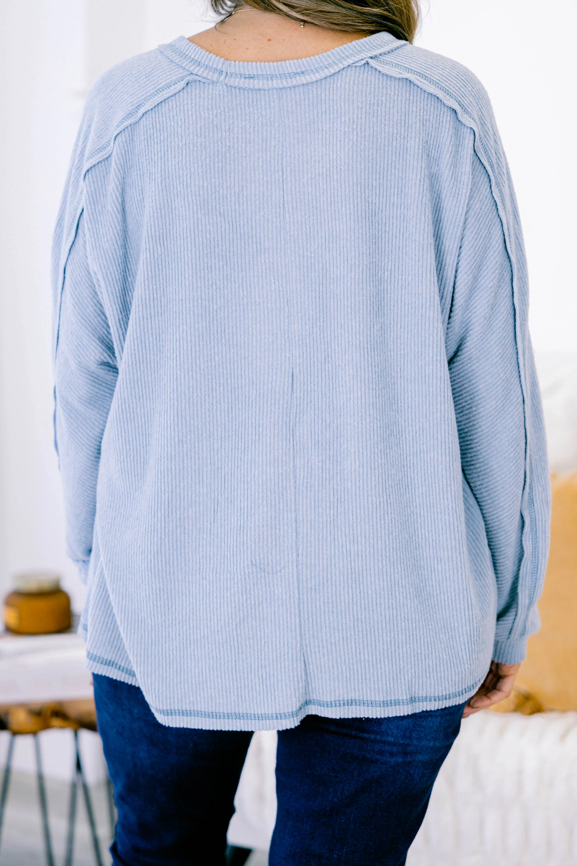 Just Move Along Top, Blue Grey - Giverhouse