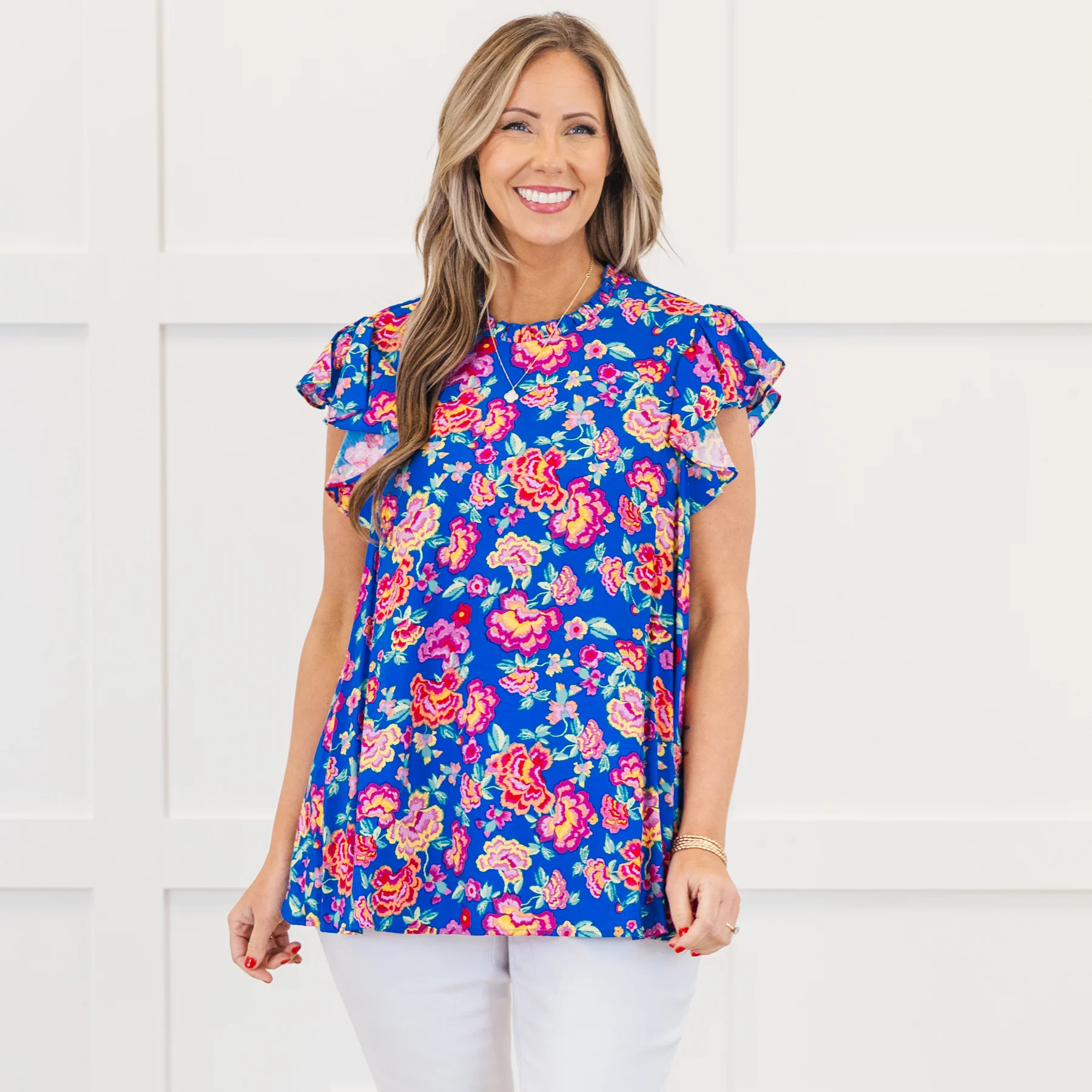 Bloom Boldly Top, Royal Blue - Giverhouse