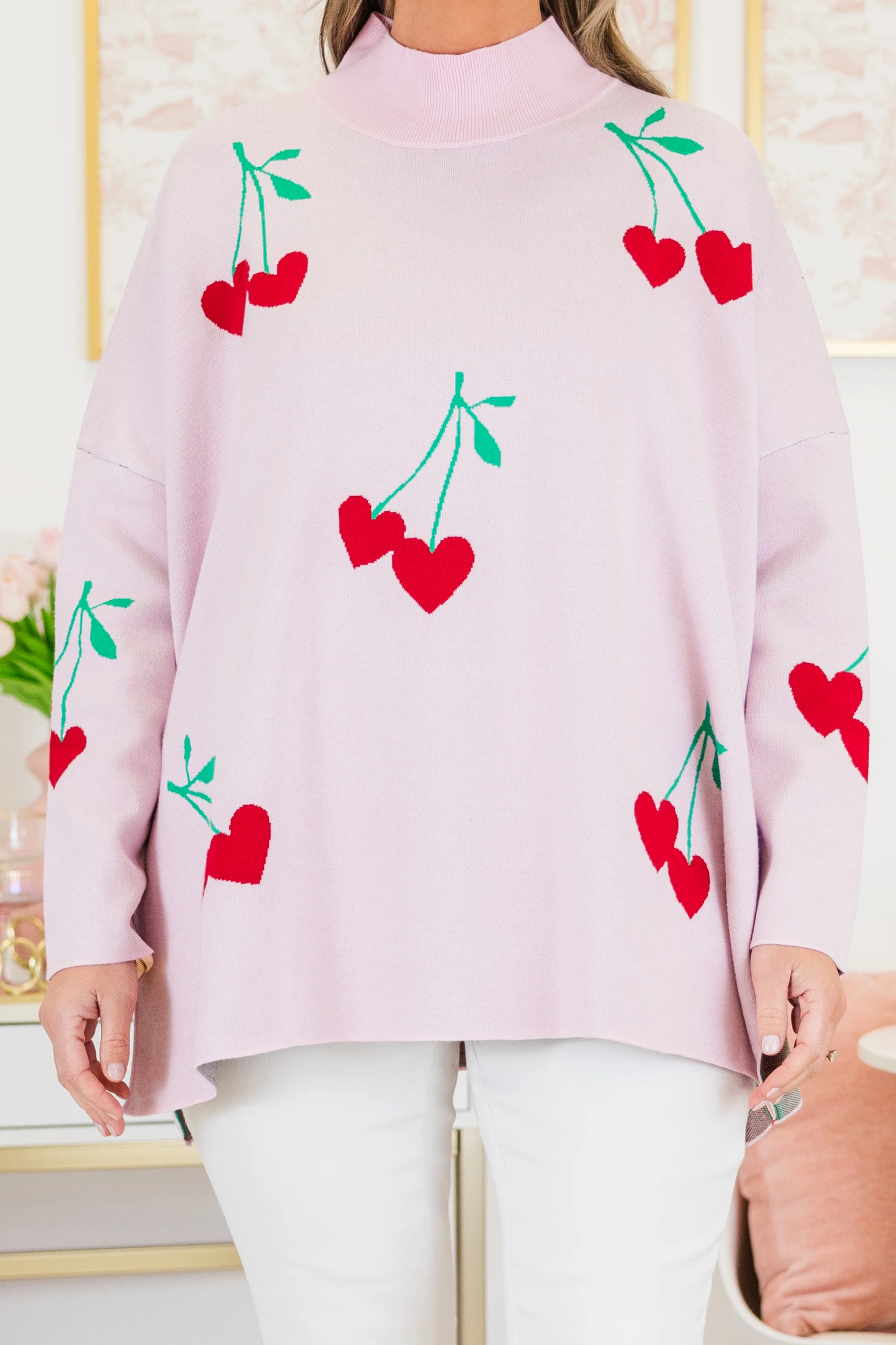 Cherry Sweet Sweater, Pink - Giverhouse
