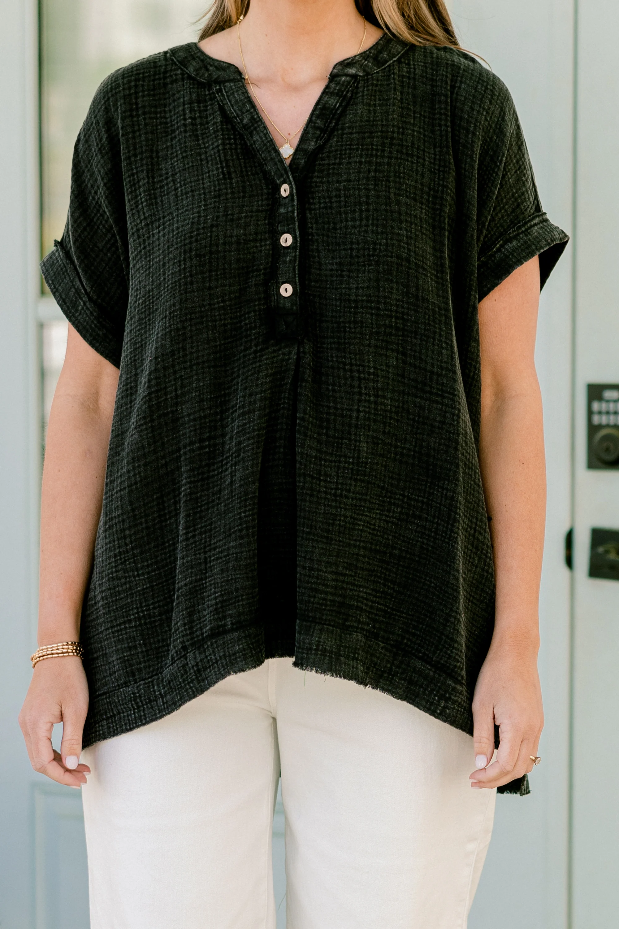 Cute And Carefree Top, Ash Black - Giverhouse