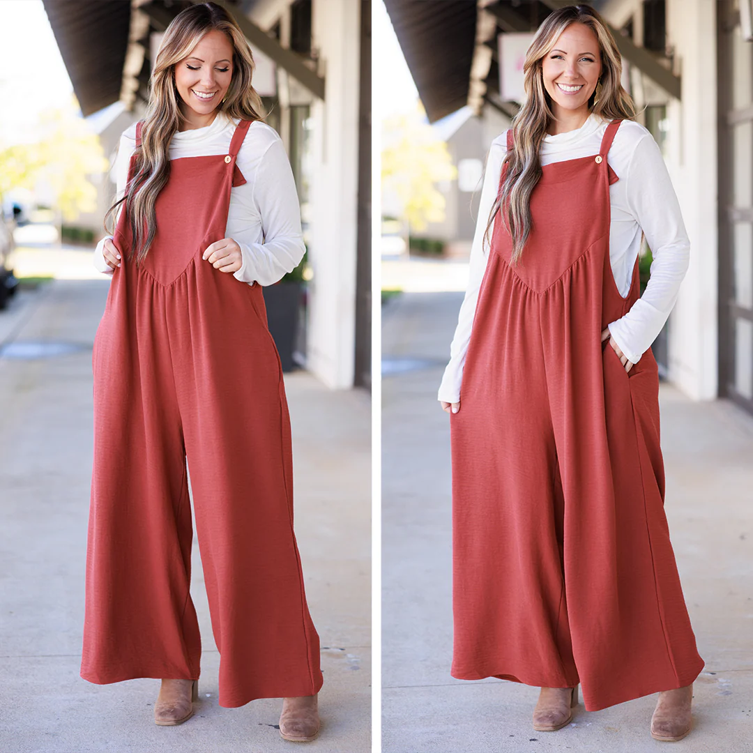 Got To Laugh Jumpsuit, Rust - Giverhouse