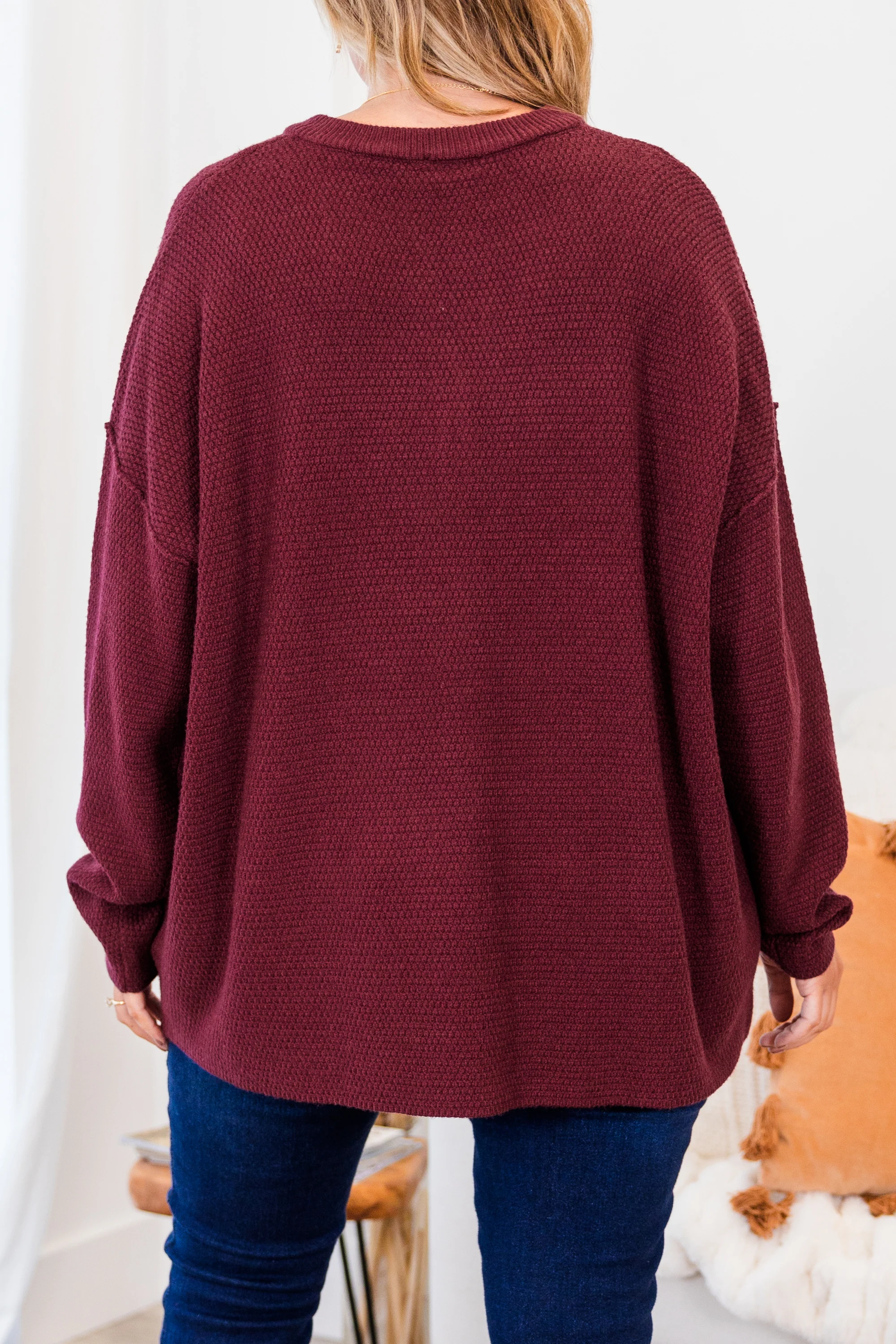 Please Take Me With You Sweater, Burgundy - Giverhouse