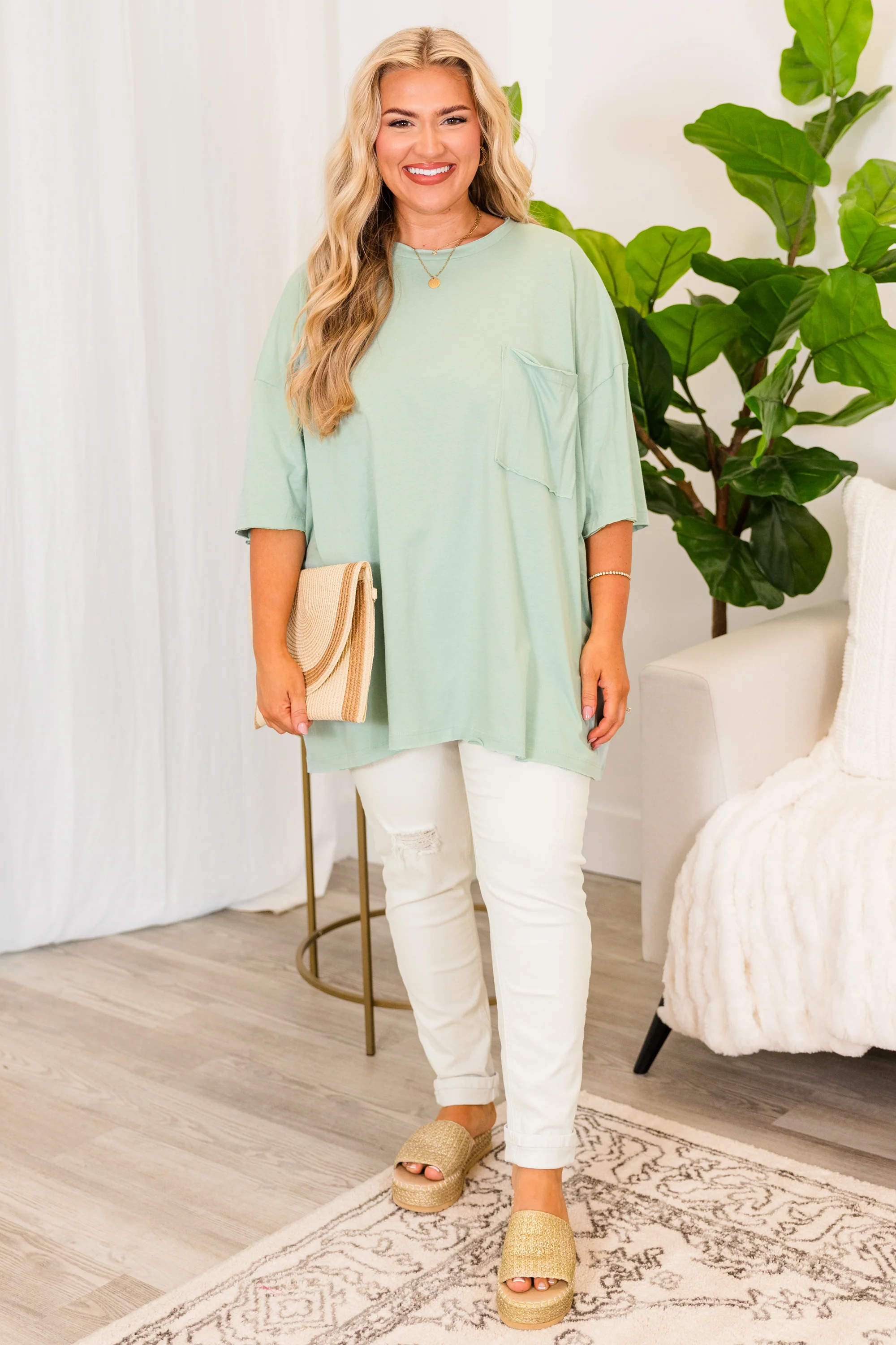 It Comes Naturally Top, Light Green - Giverhouse