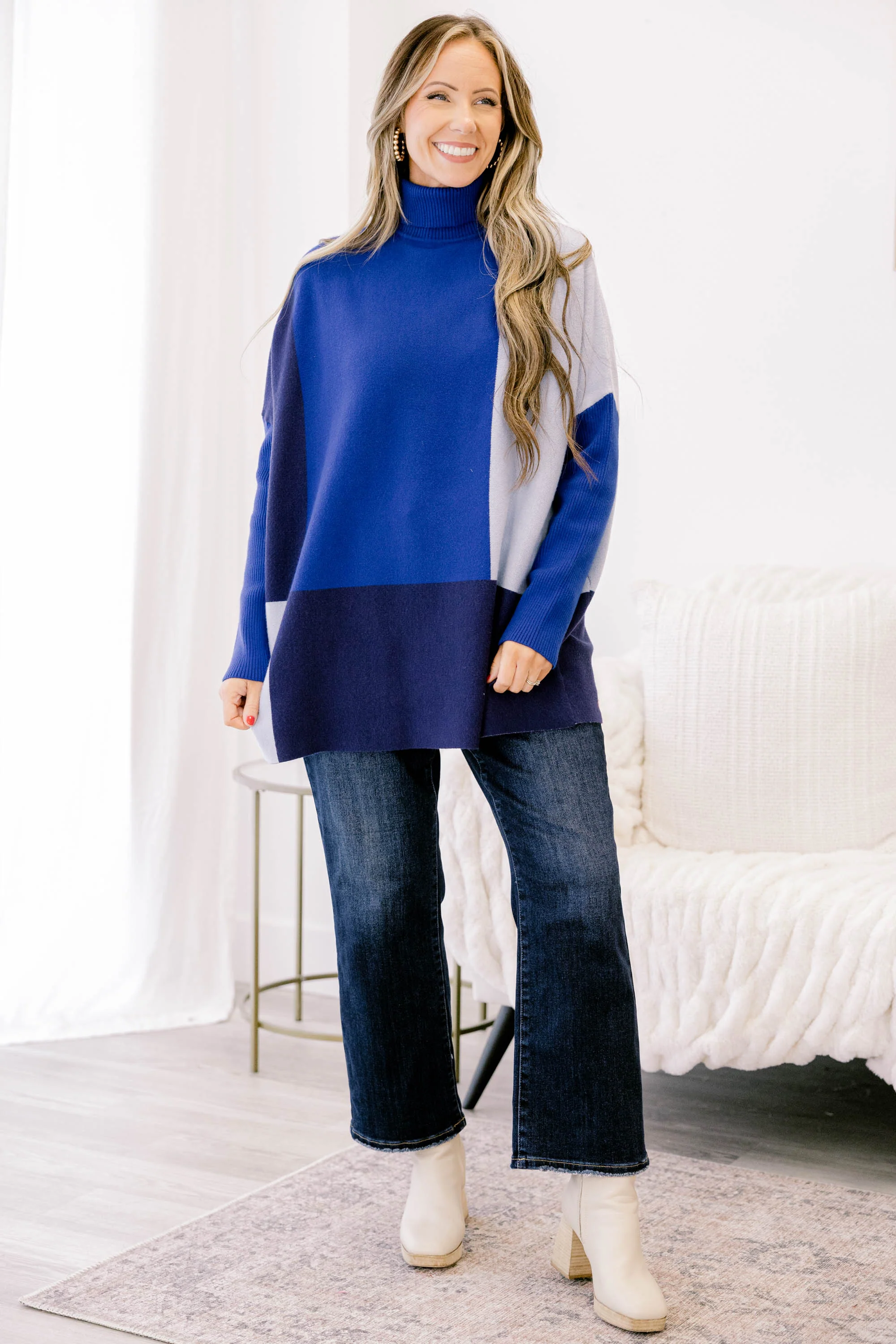 Mosaic Melody Sweater, Blue - Giverhouse