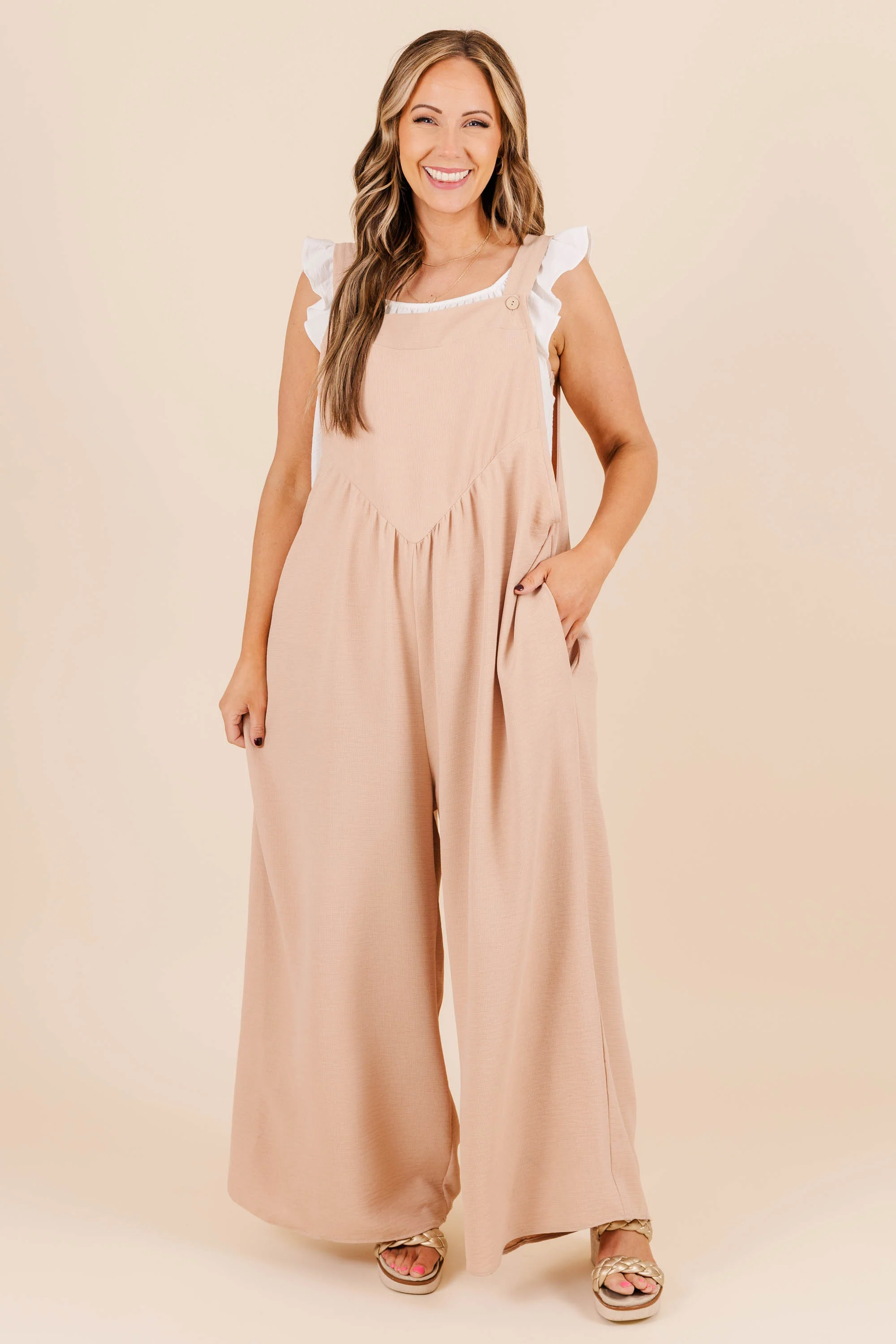 Only Clear Skies Jumpsuit, Taupe - Giverhouse
