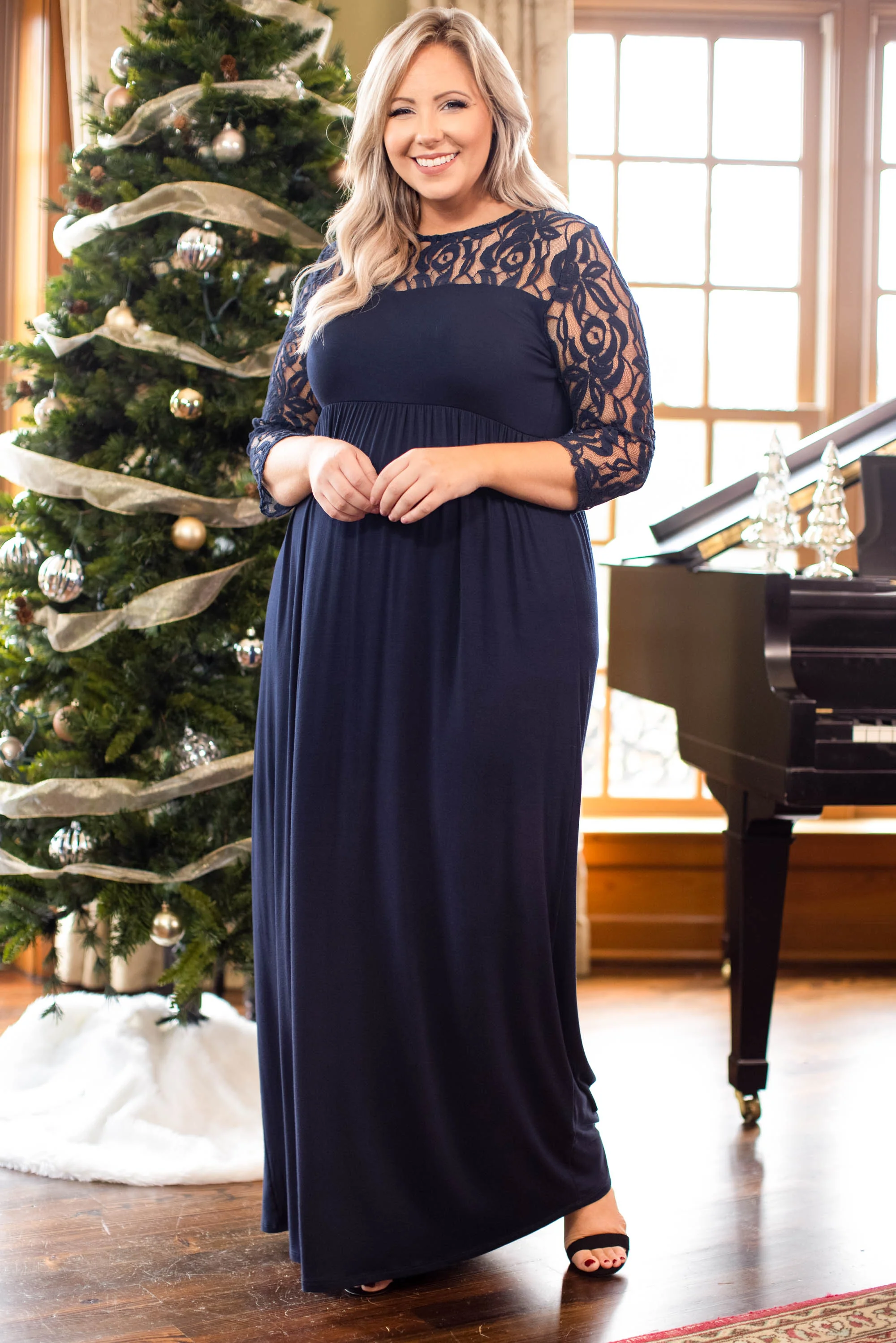 Looking Elegant Maxi Dress, Navy - Giverhouse