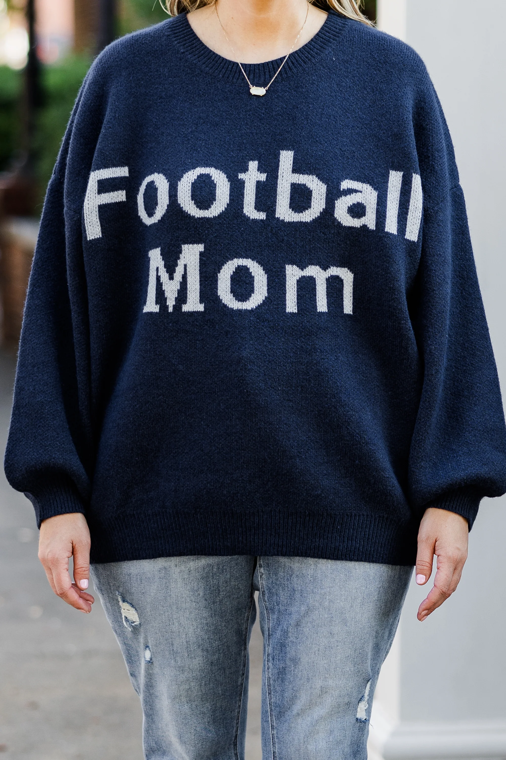 Football Mom Sweater, Navy - Giverhouse