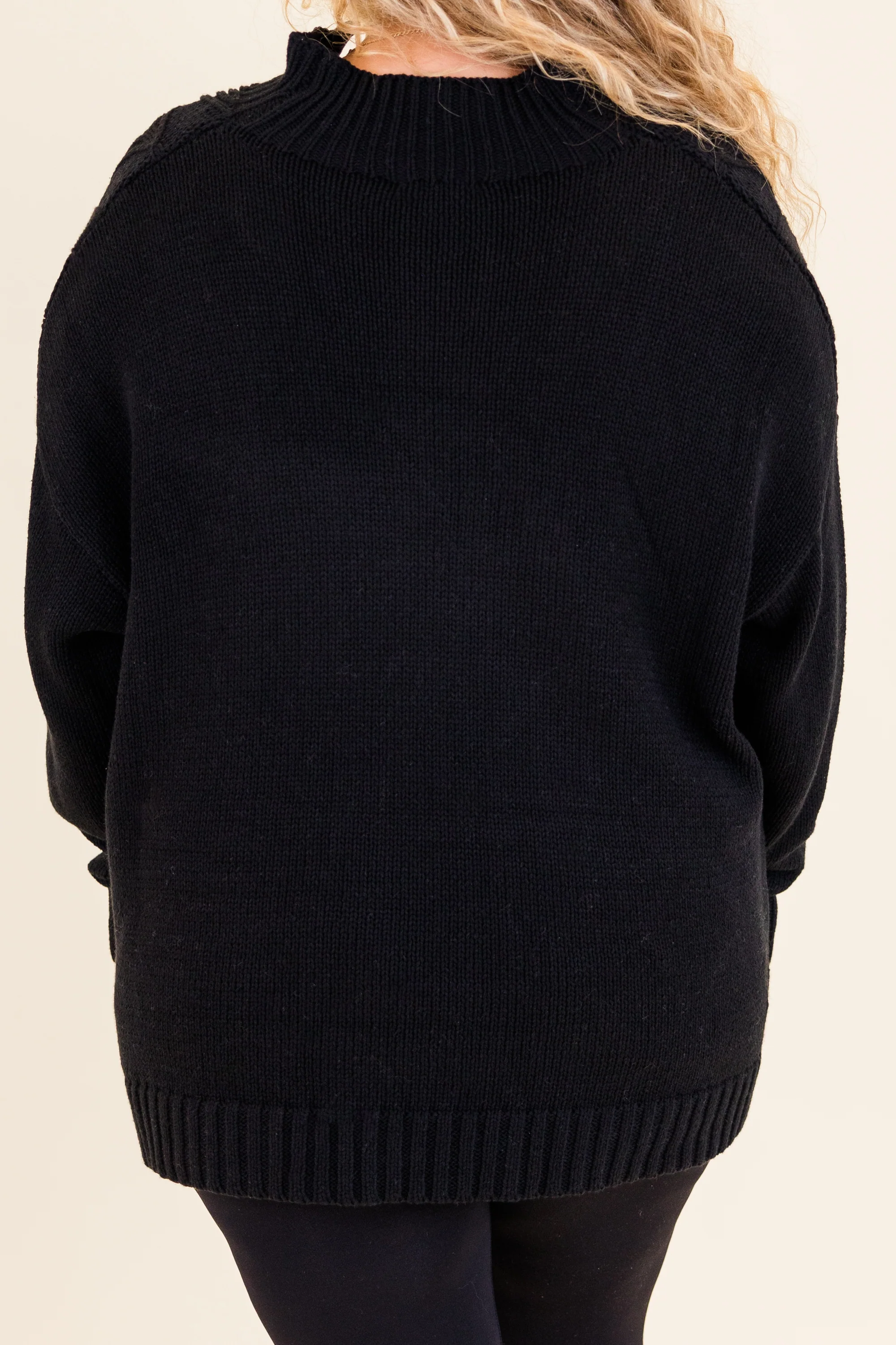Cable Knit Classic Sweater, Black - Giverhouse