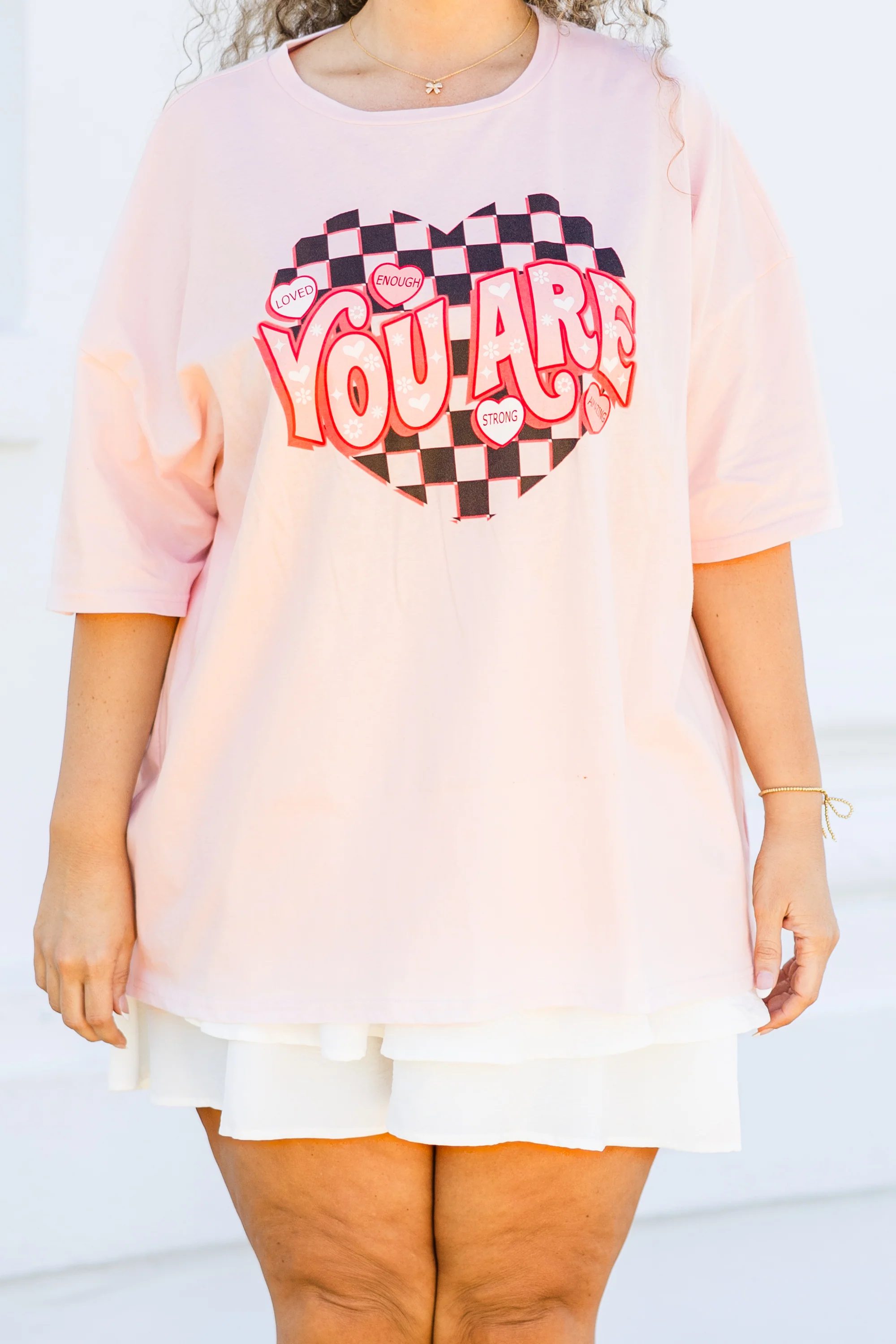 You Are Everything Boyfriend Tee, Cream Pink - Giverhouse