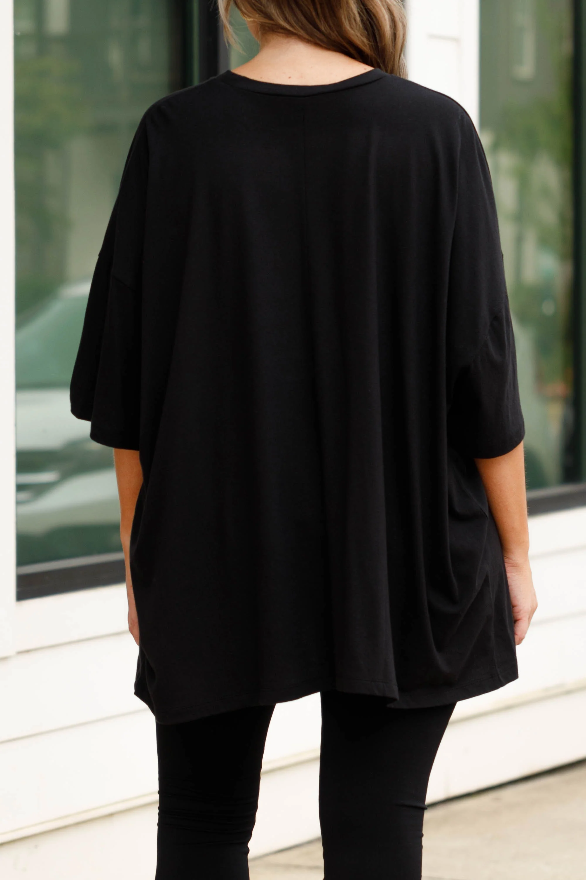 Smiley Face Boyfriend Tee, Black - Giverhouse