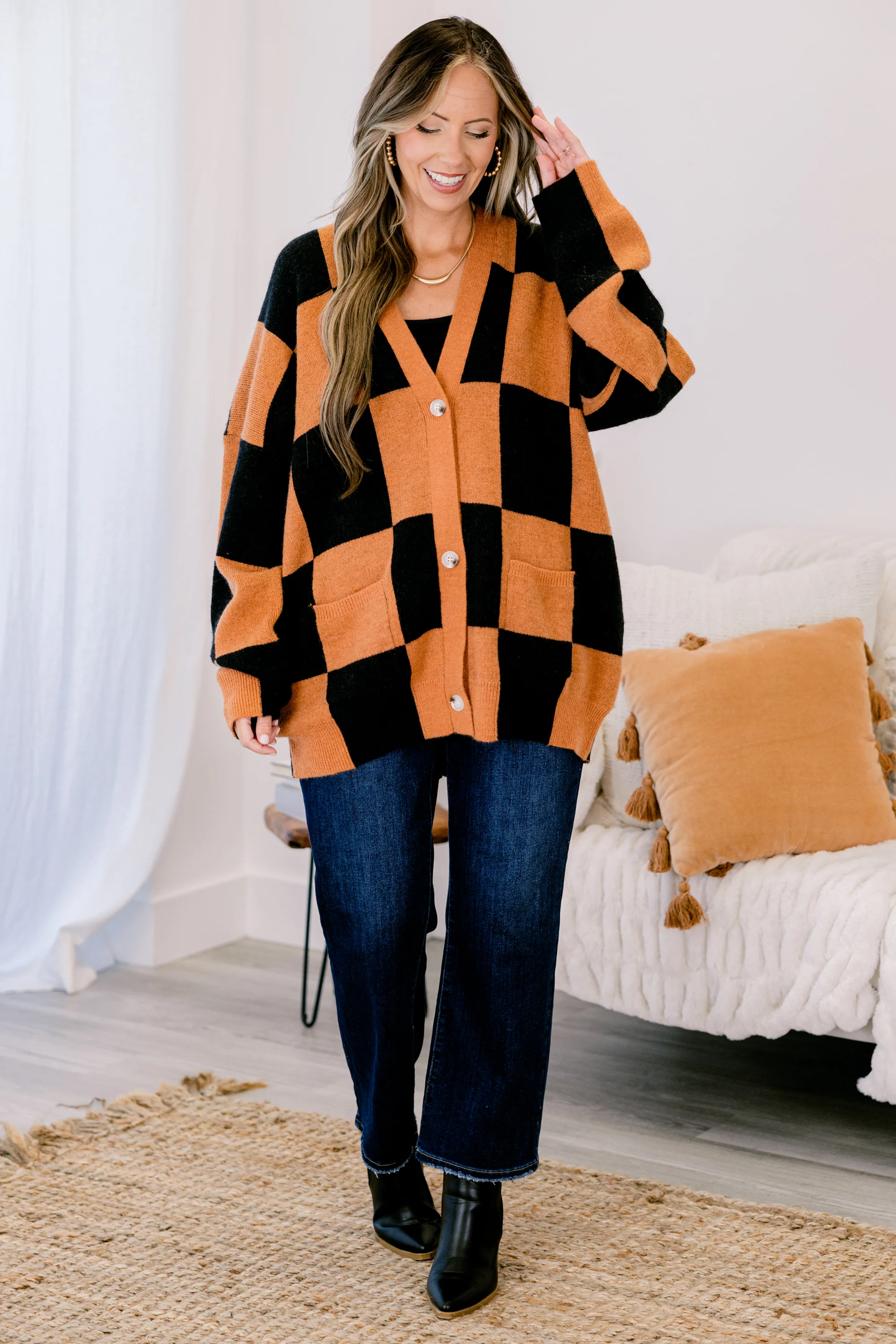 On The Run Cardigan, Pumpkin - Giverhouse