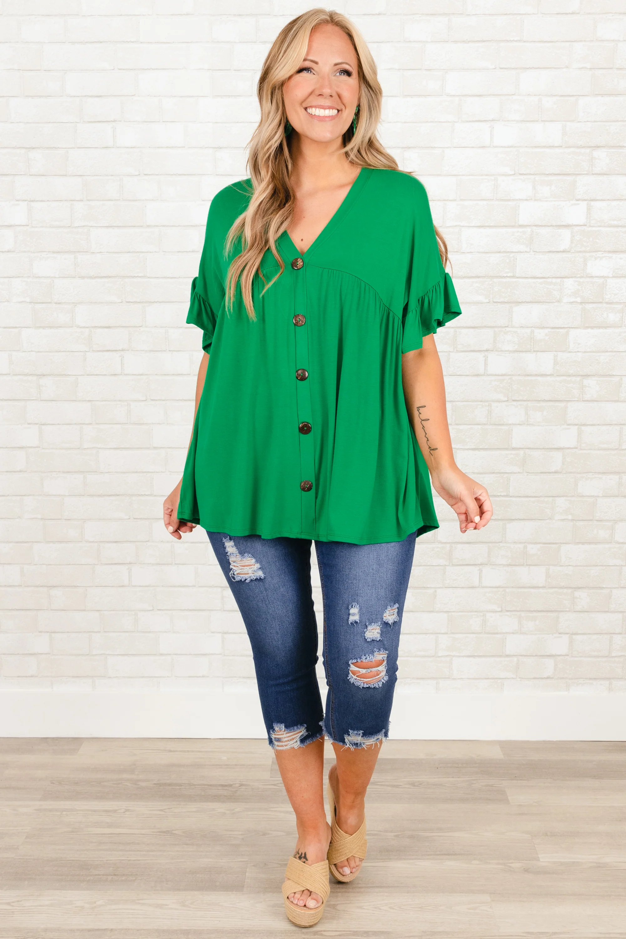 Not Losing Hope Capris, Medium Wash - Giverhouse