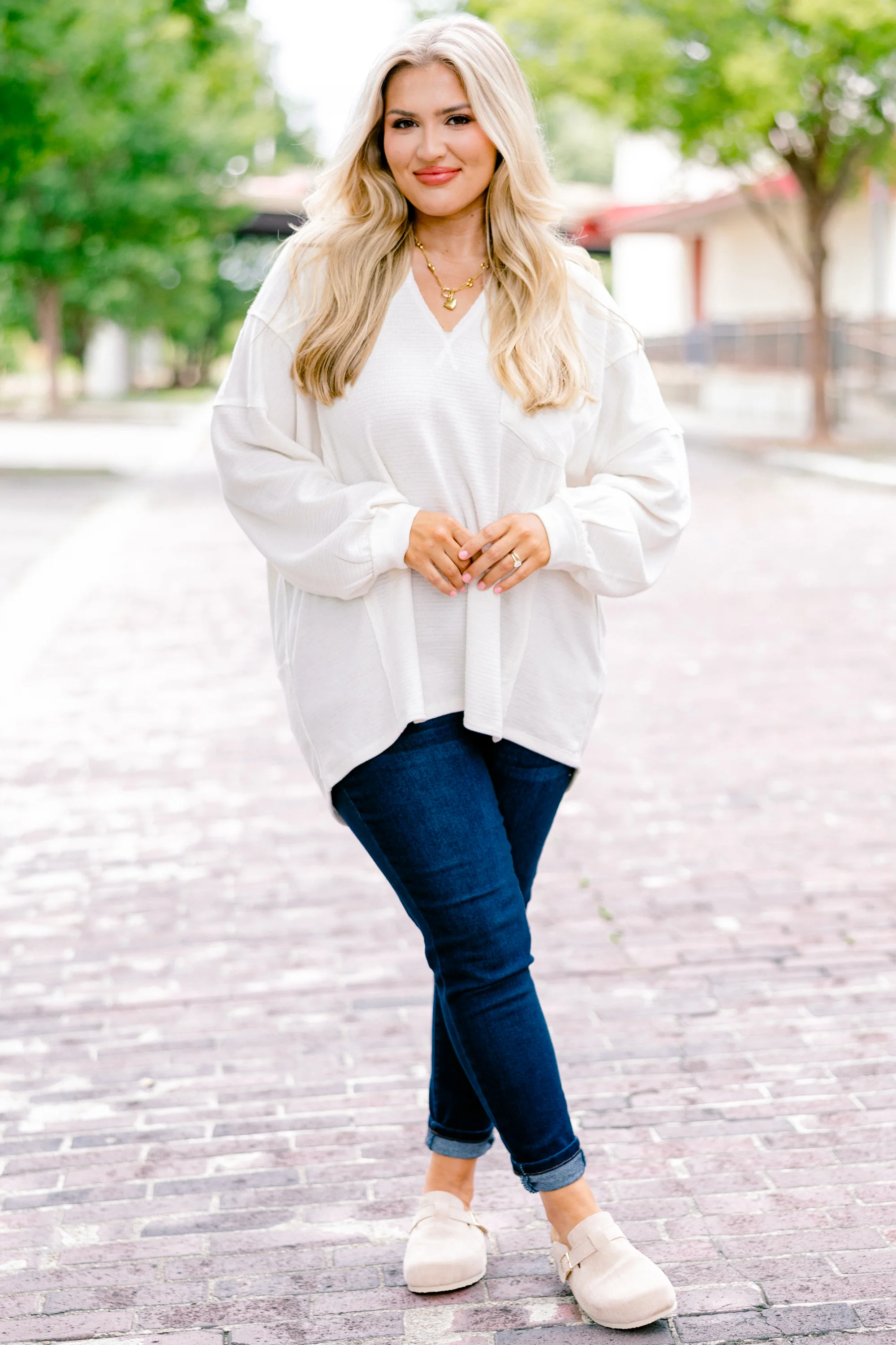 Coffee Dates Top, Oatmeal - Giverhouse