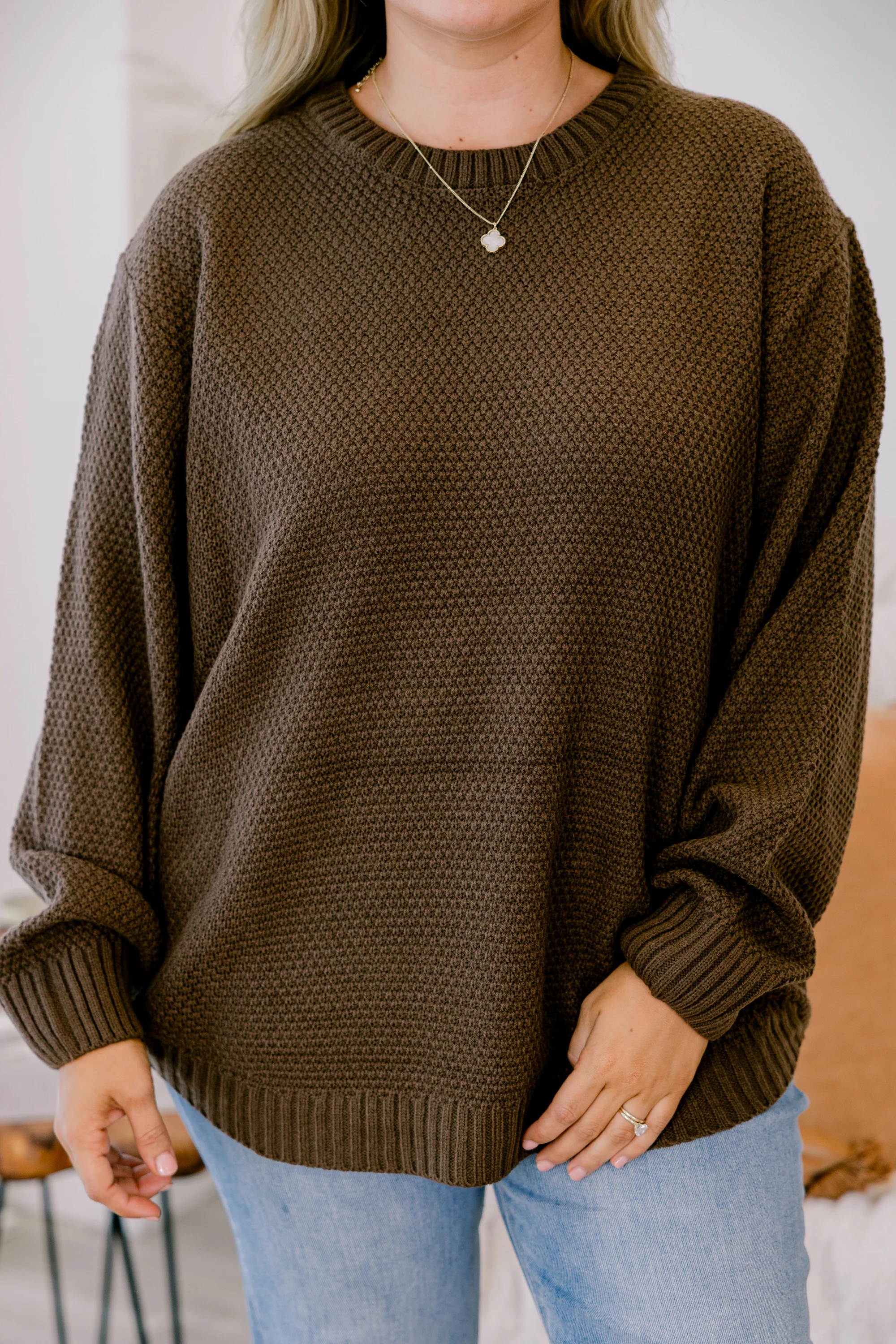 Fully Committed Sweater, Brown - Giverhouse