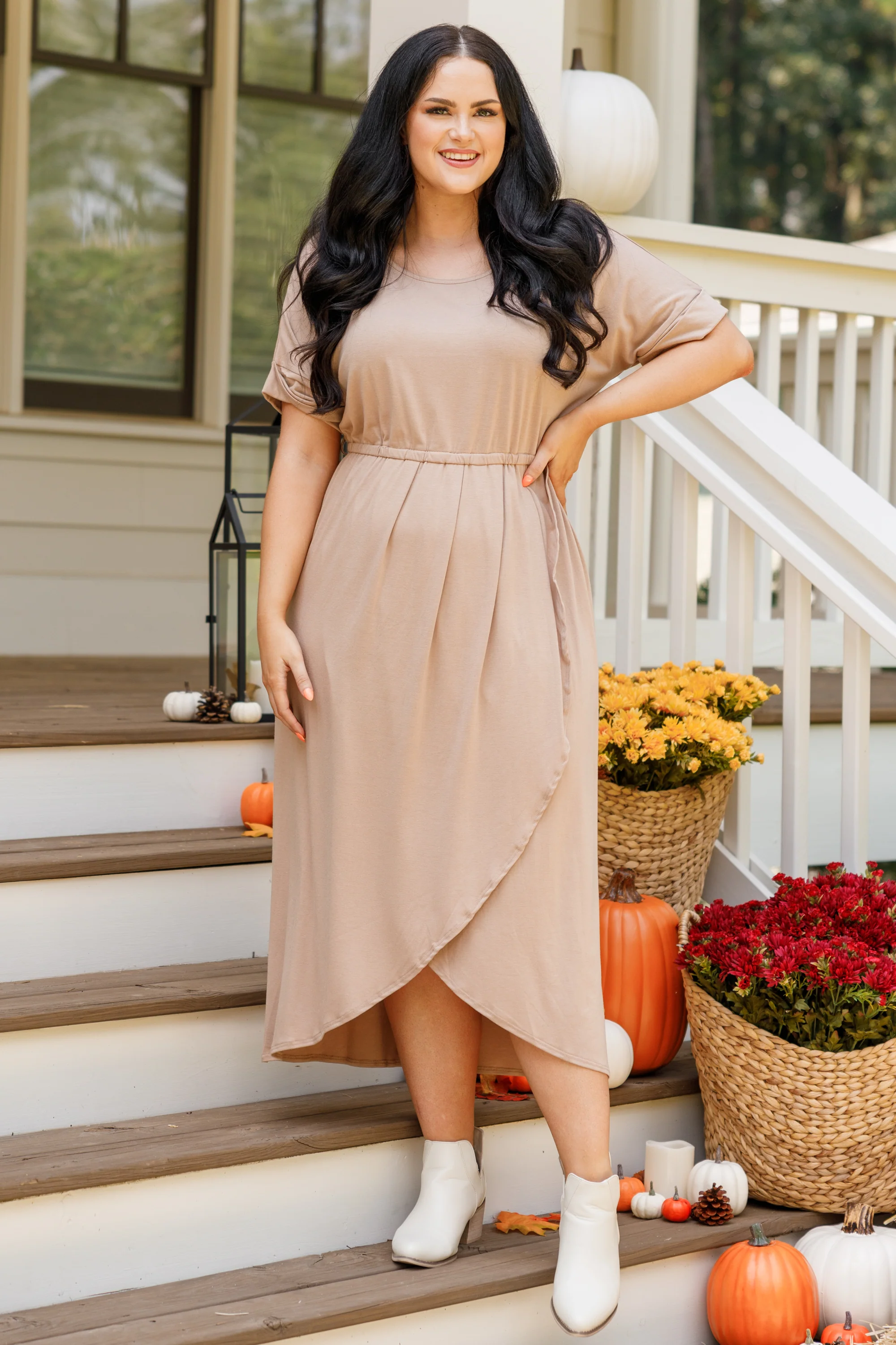 I'm Speechless Dress, Taupe - Giverhouse
