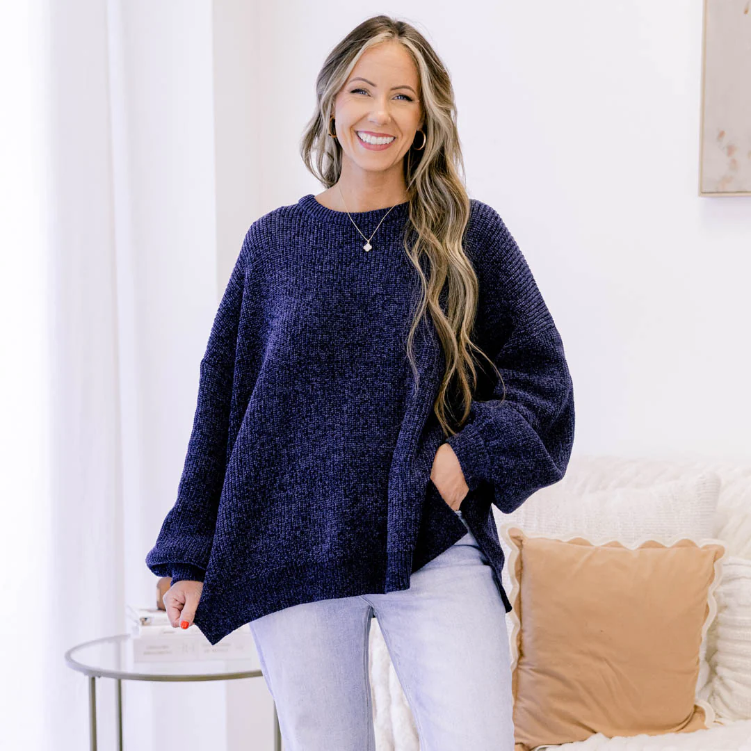 Simple But Sweet Sweater, Navy - Giverhouse