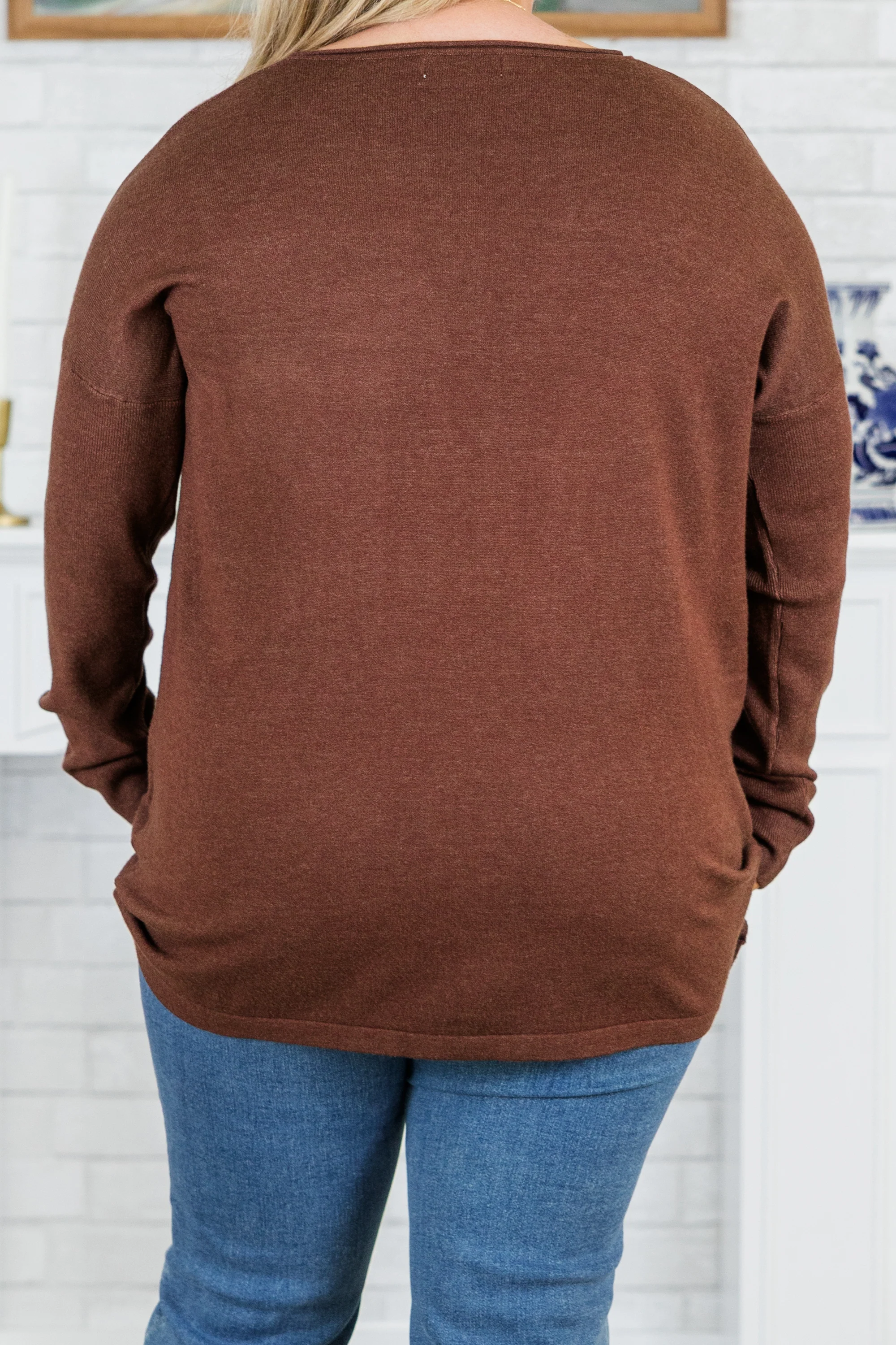 Fall into Fashion Sweater, Heather Mahogany - Giverhouse