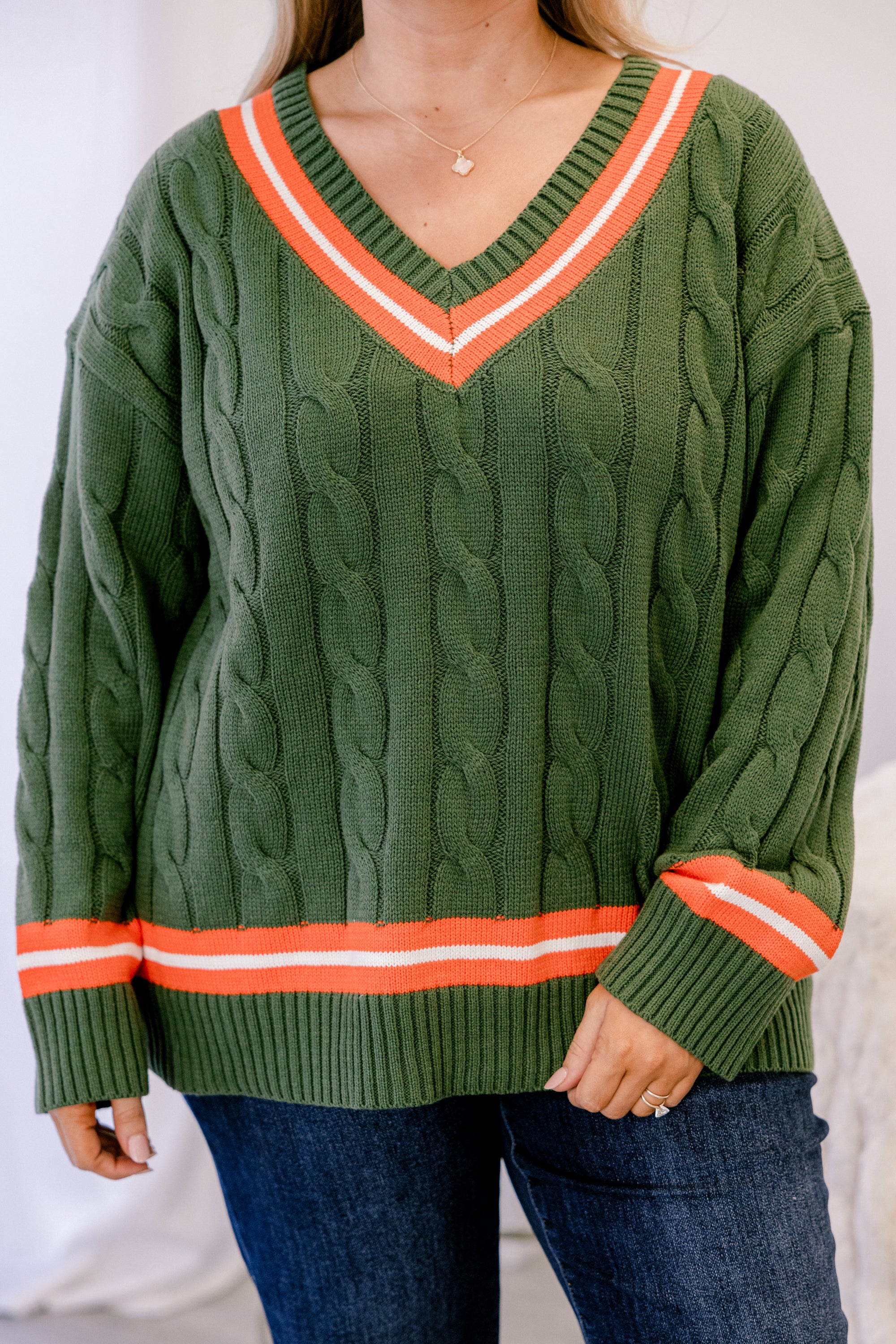 Someone To Remember Sweater, Green Stripe - Giverhouse