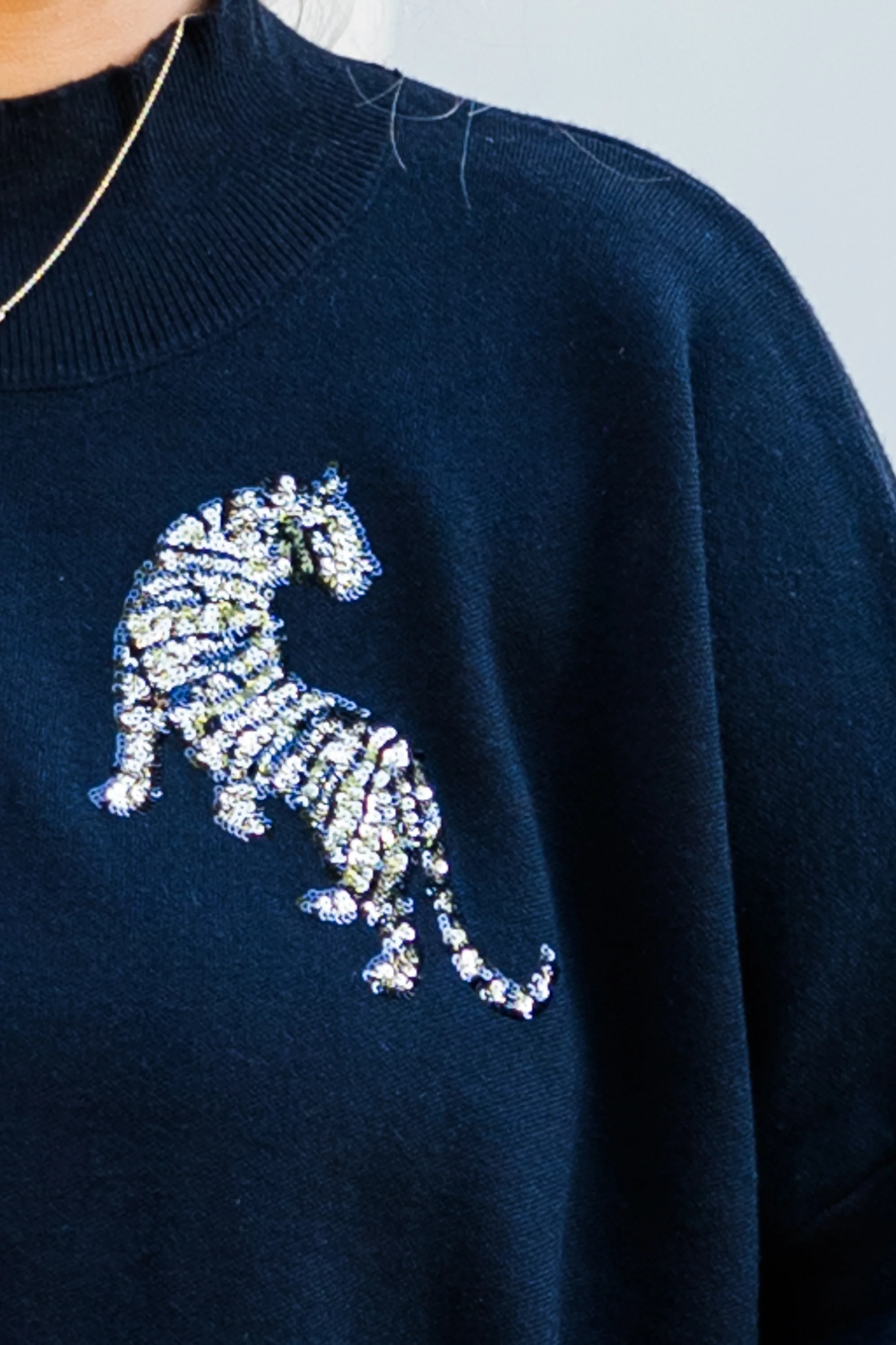 Mother Of The Jungle Sweater, Black Sequin - Giverhouse