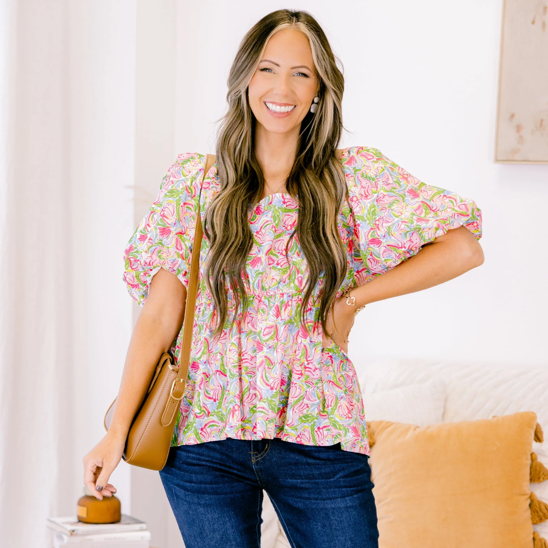 Spring Romance Top, Pink Abstract - Giverhouse